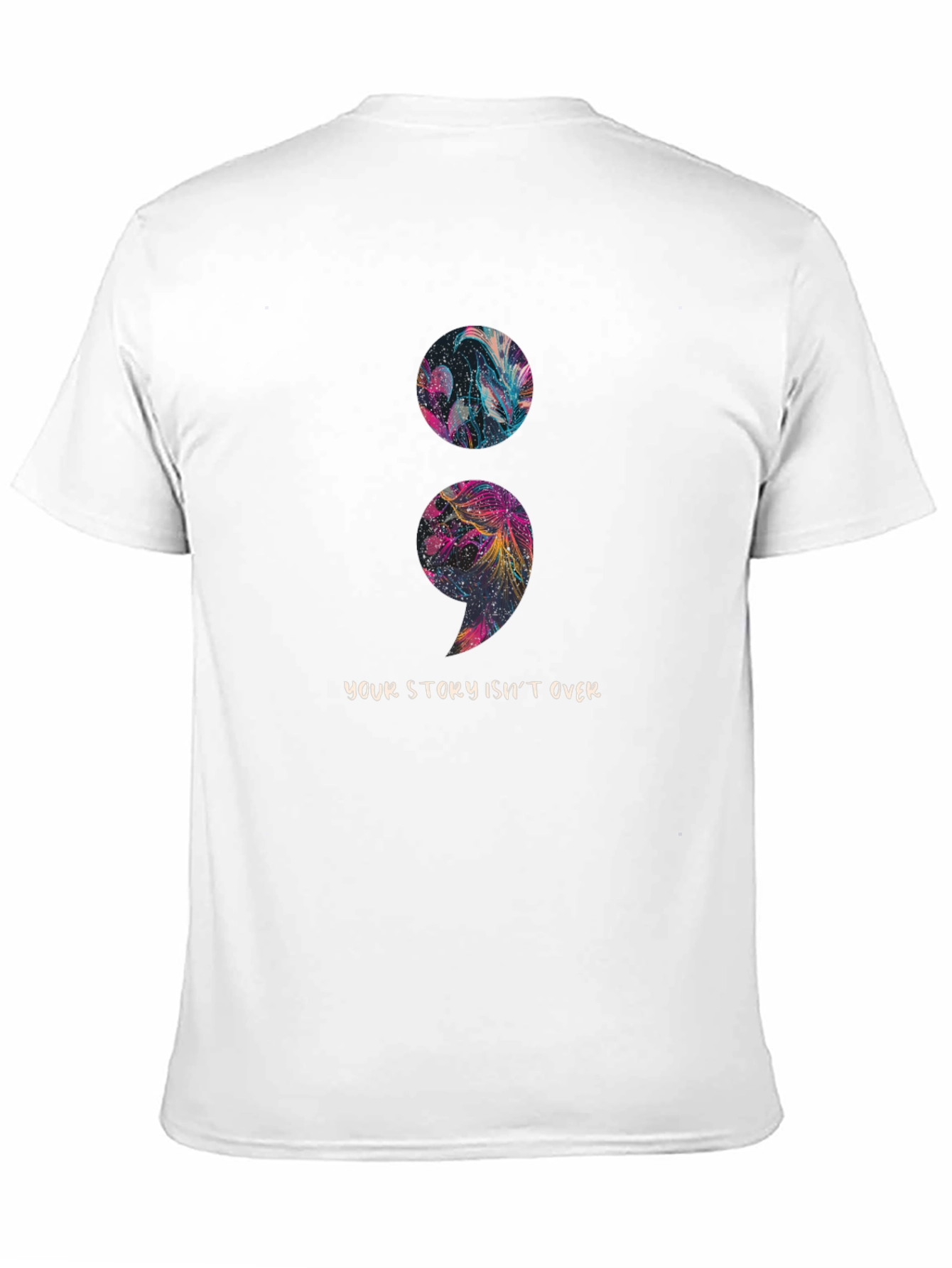 Black Semicolon Story Tee - Floral Mental Health Awareness Shirt view 11
