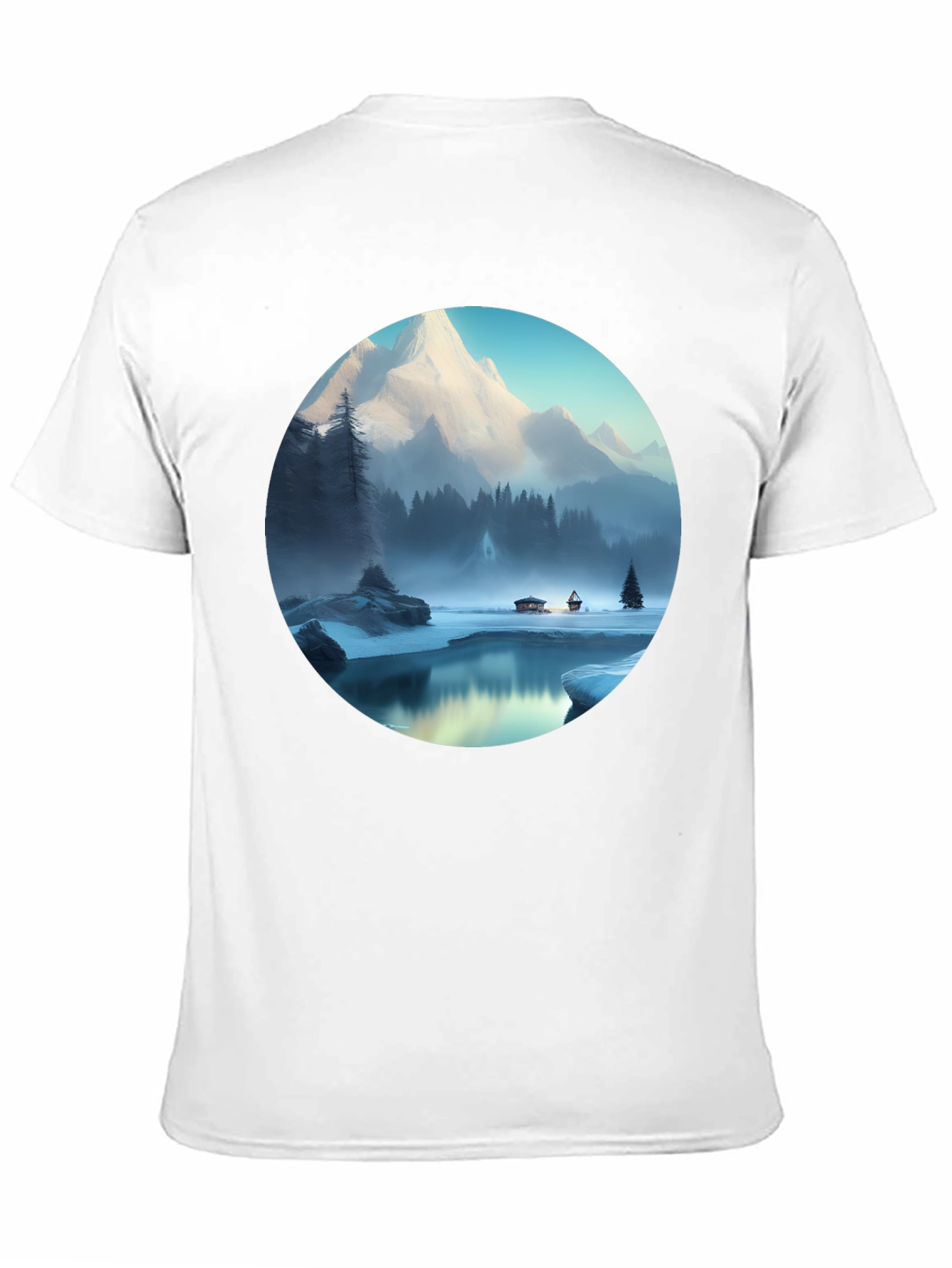 Black Mountain Lake Graphic Tee - Black Cotton Blend T-Shirt view 11