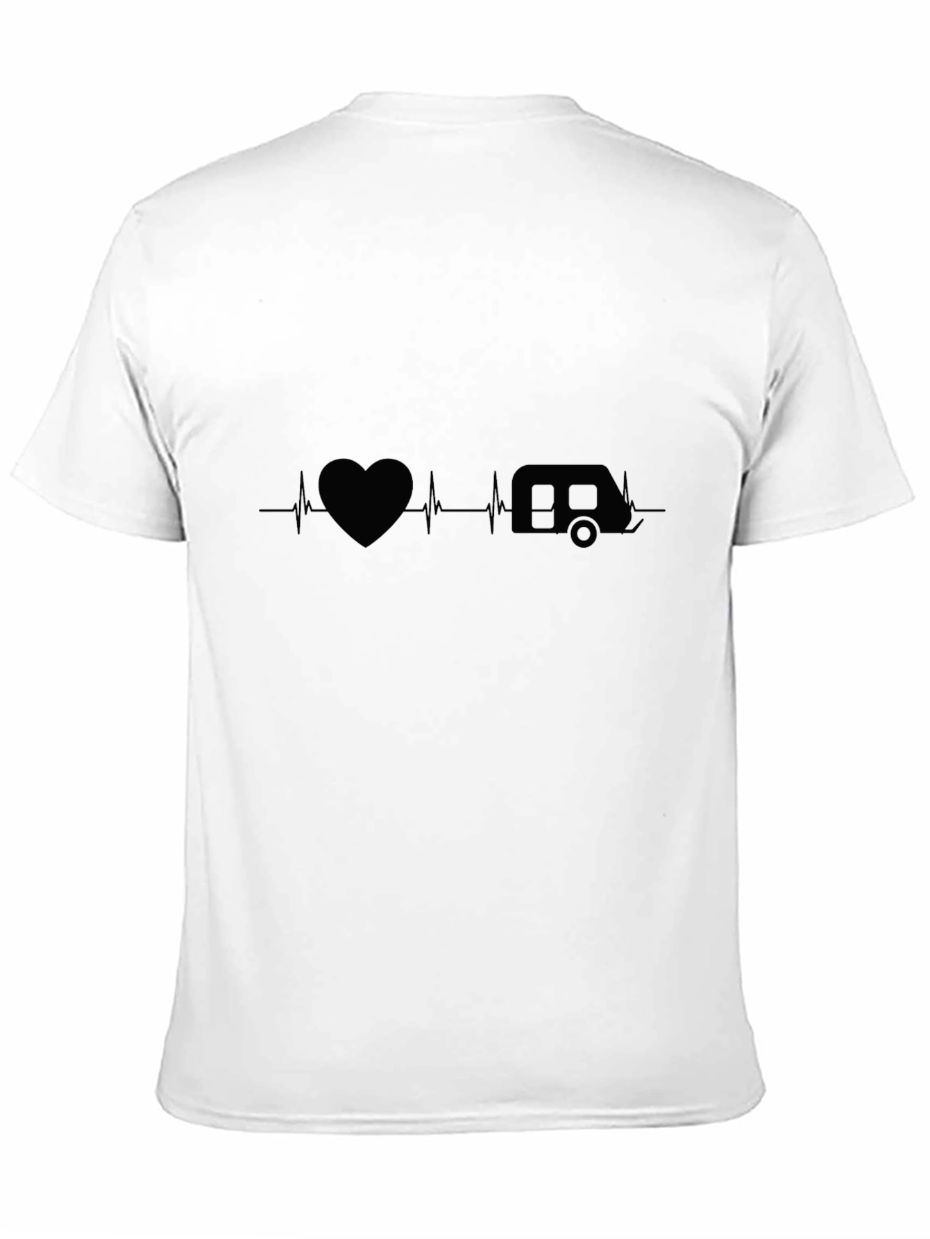 Black Camping Heartbeat T-Shirt - Black Cotton Tee view 11