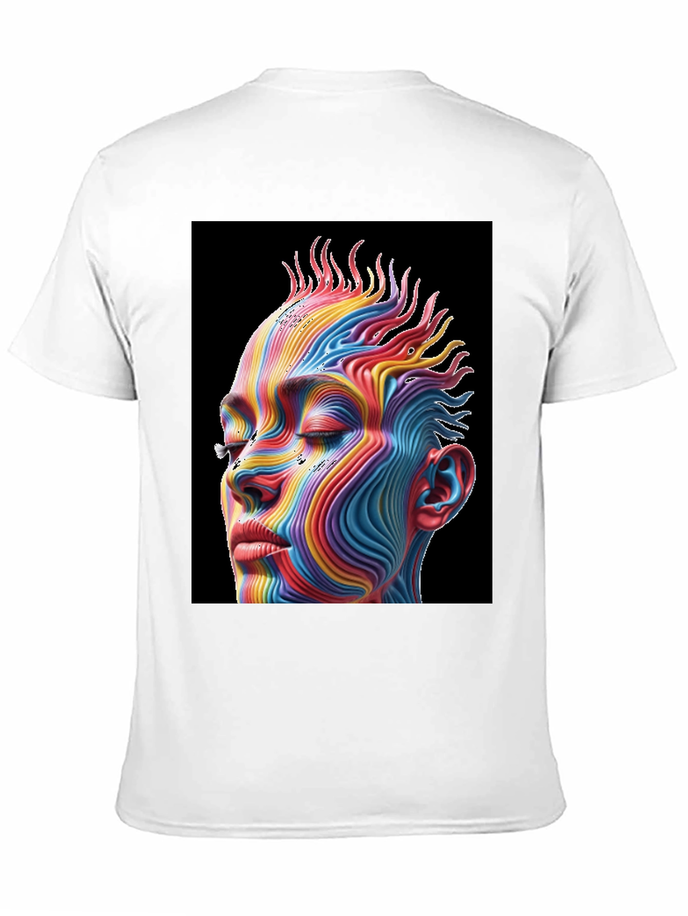 Black Rainbow Abstract Face Graphic Tee - Unisex Black T-Shirt view 11