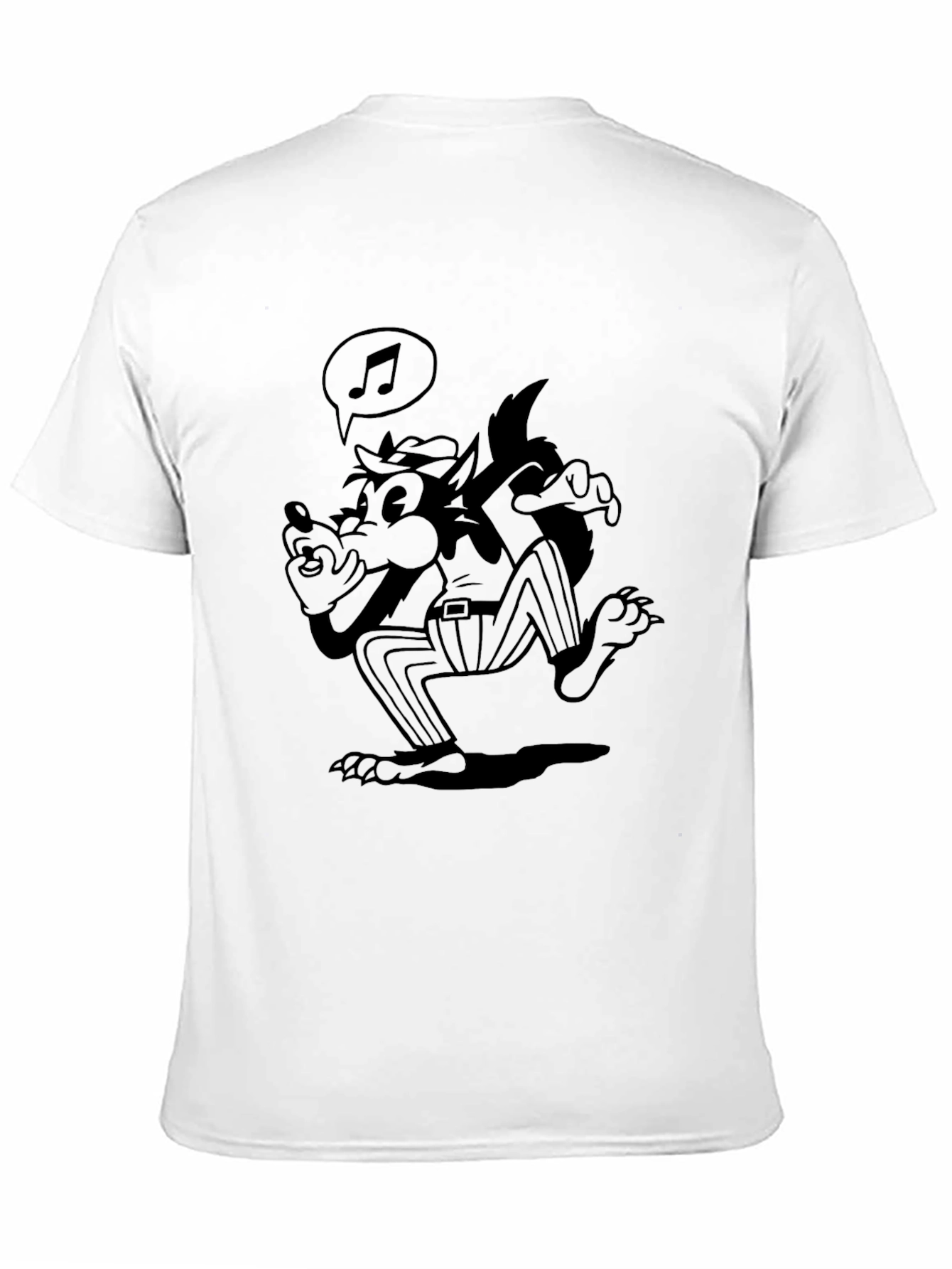 Black Cartoon Wolf T-Shirt - Black view 11