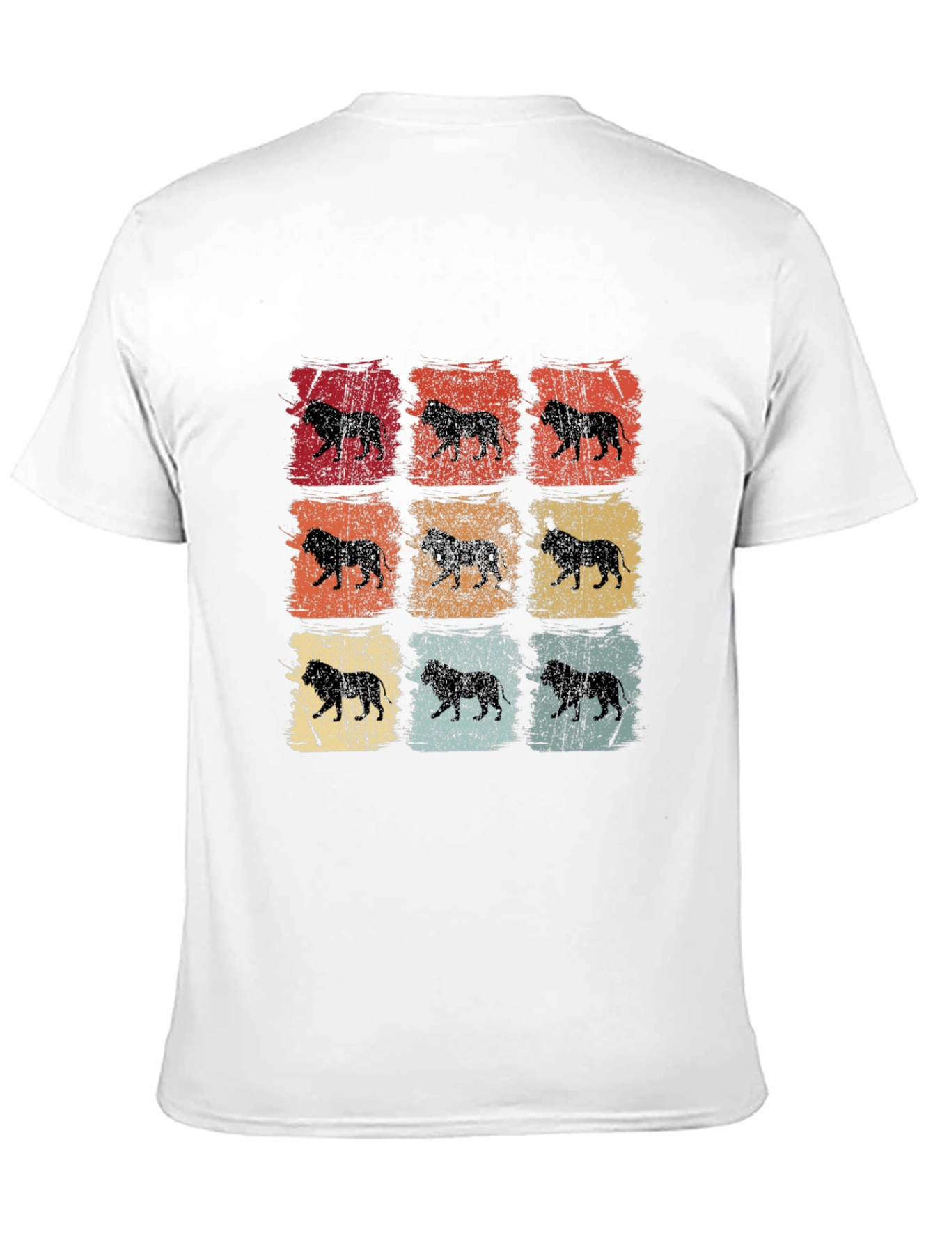 Black Retro Lion Print Men's T-Shirt view 11
