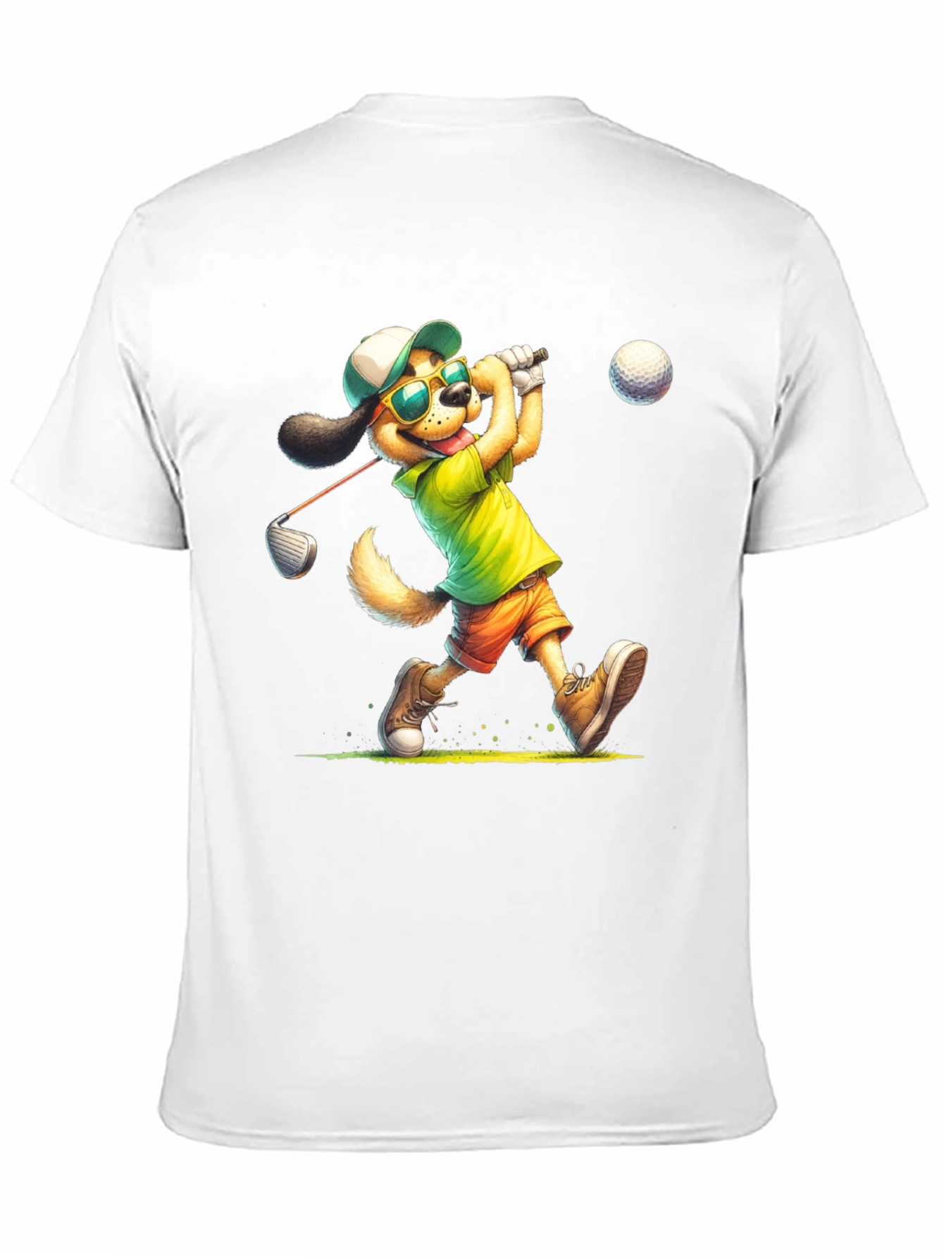 Black Cartoon Dog Golfer T-Shirt view 11