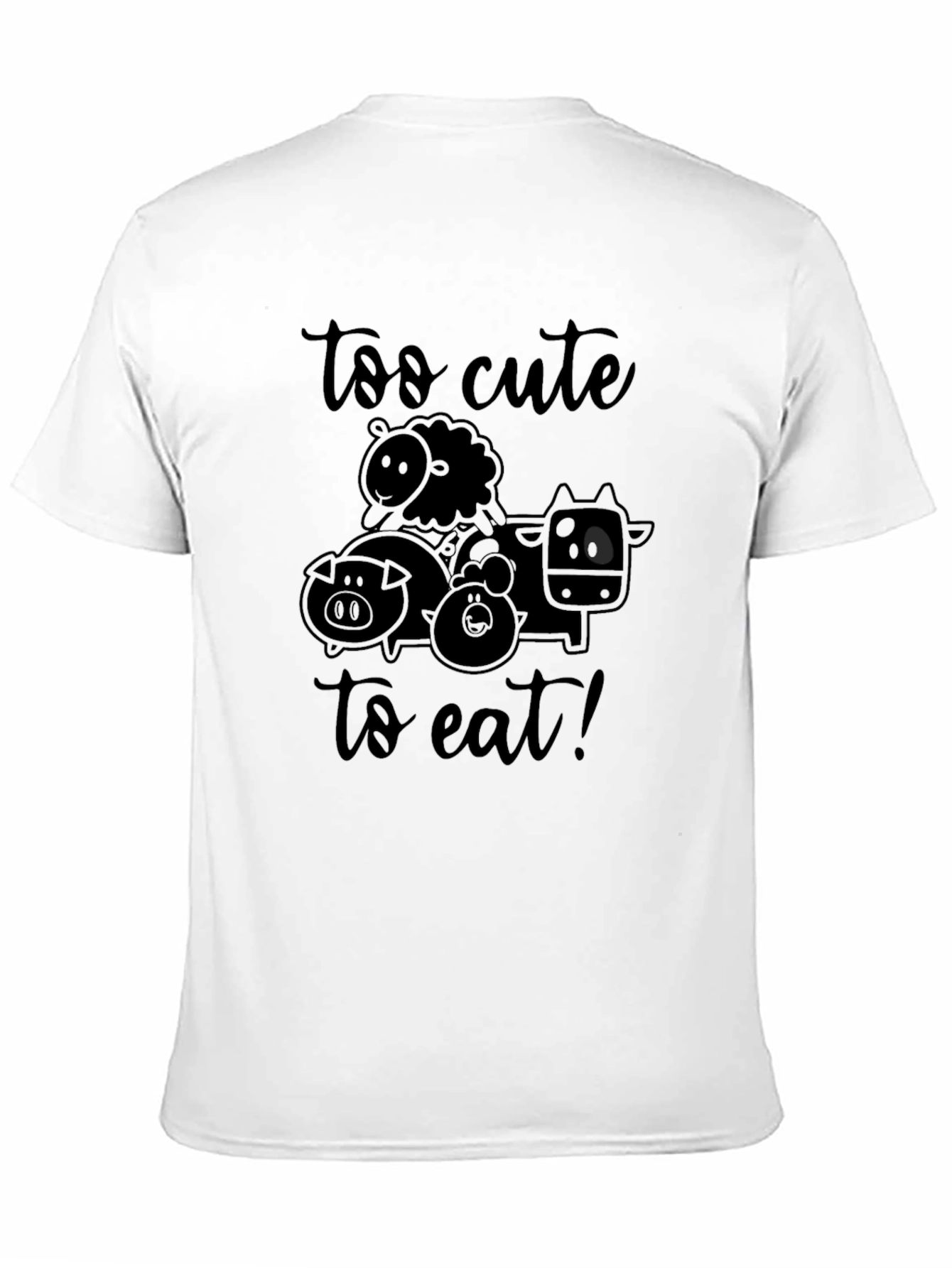 Black Too Cute to Eat Vegan T-Shirt view 11