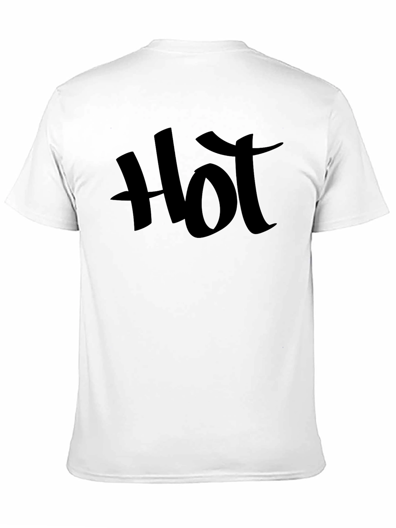 Black Hot Print Black T-Shirt Casual Crew Neck view 11