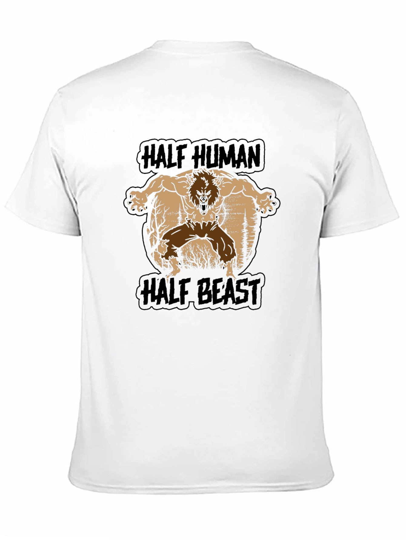 Black Half Human Half Beast Graphic T-Shirt - Black view 11