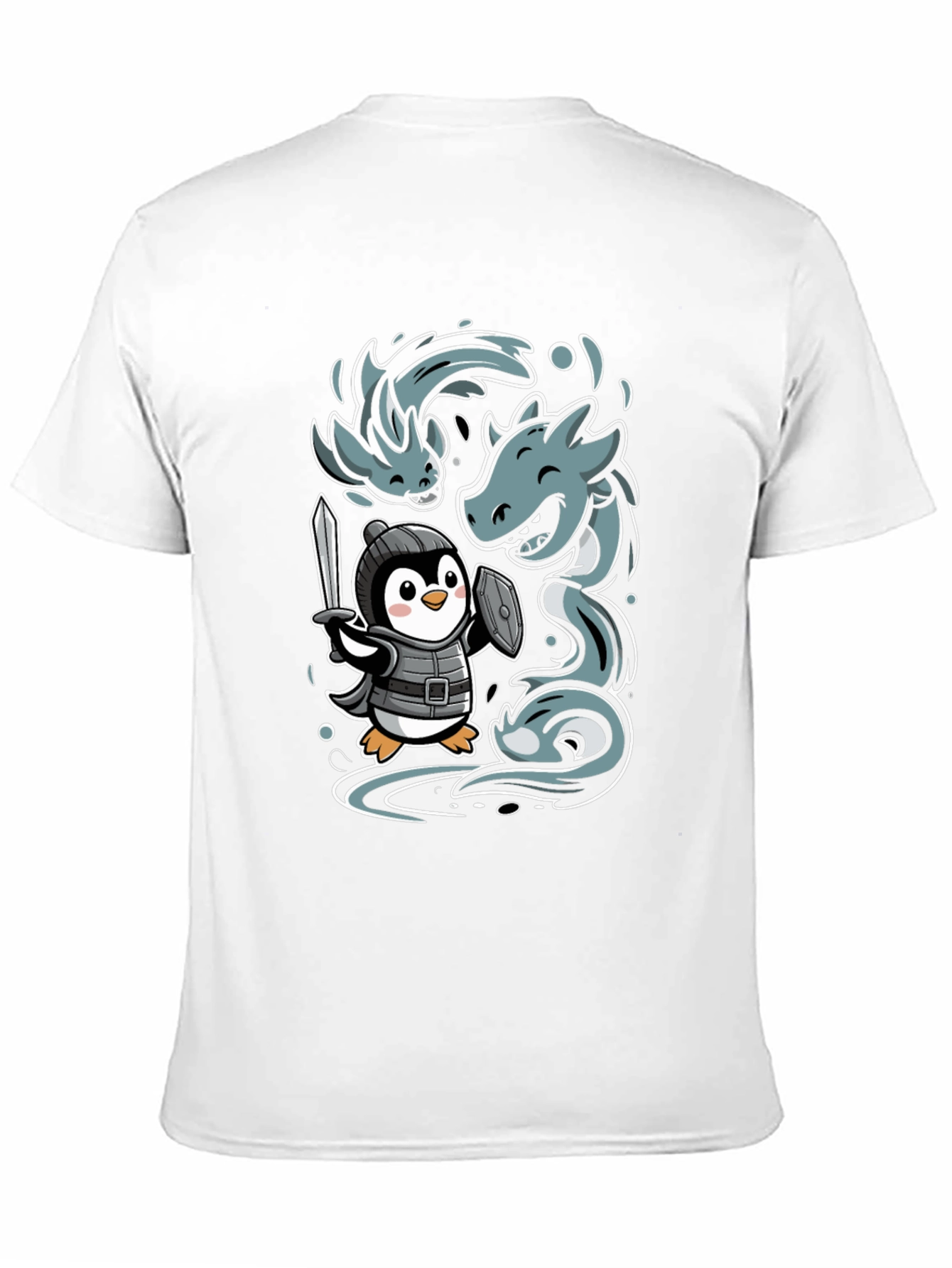 Black Penguin Knight vs Sea Serpent Graphic Tee view 11