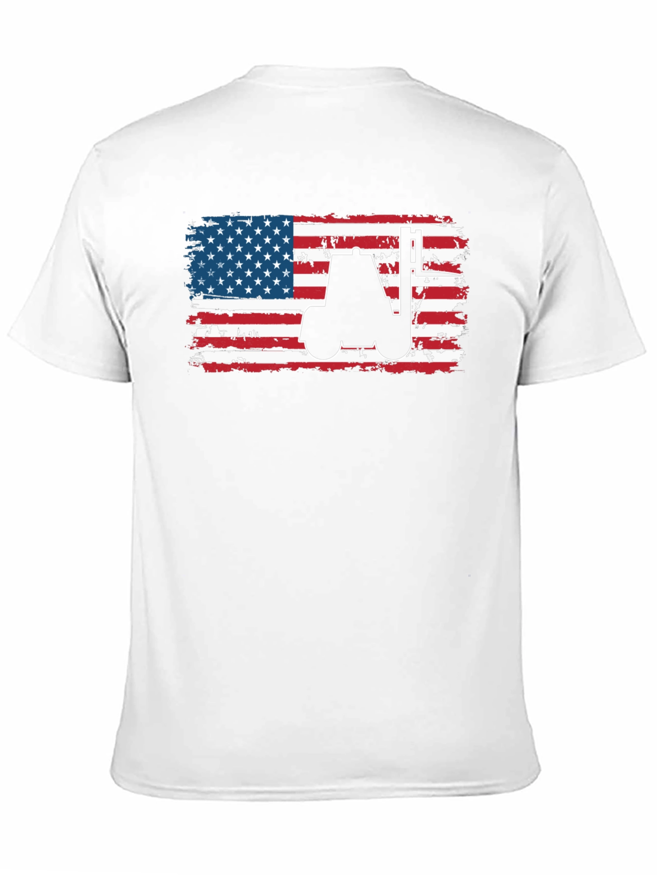 Black American Flag Forklift T-Shirt view 11