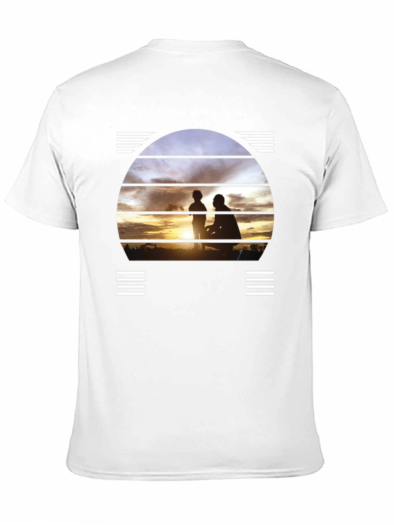 Black Sunset Father & Child Silhouette Black T-Shirt view 11