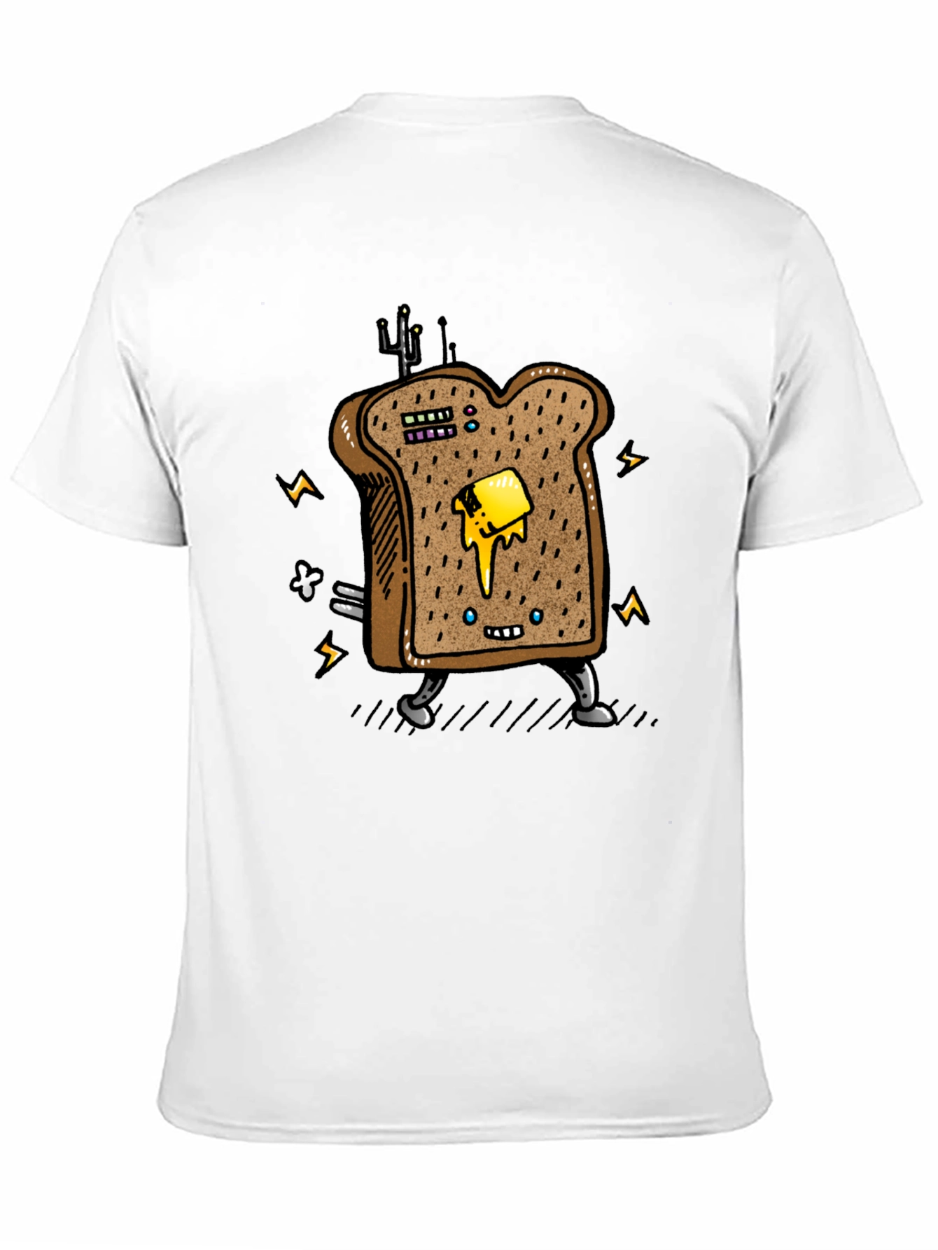 Black Animated Toast Graphic Black T-Shirt view 11