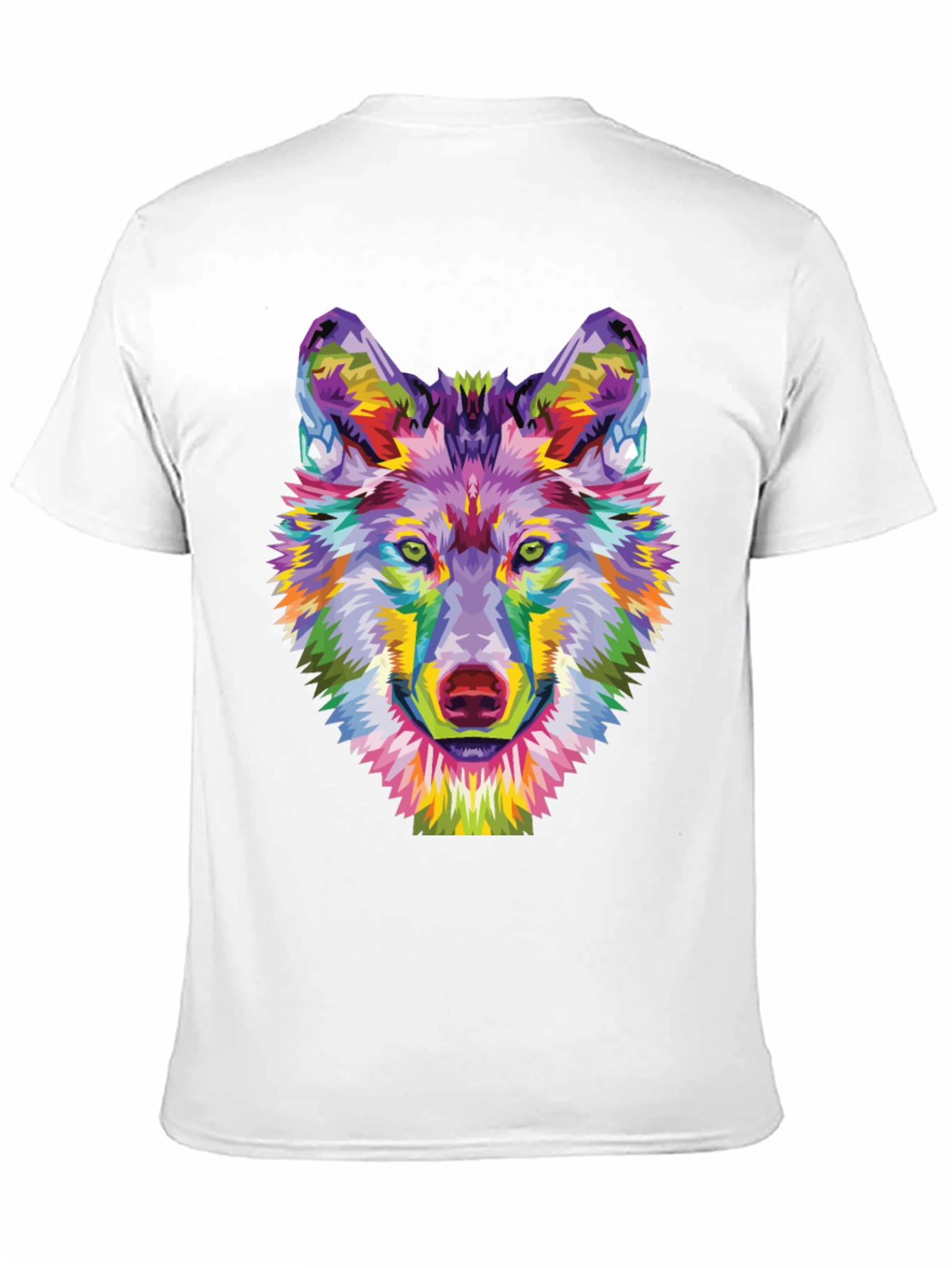 Black Colorful Wolf Graphic Tee - Unique Art Shirt view 11