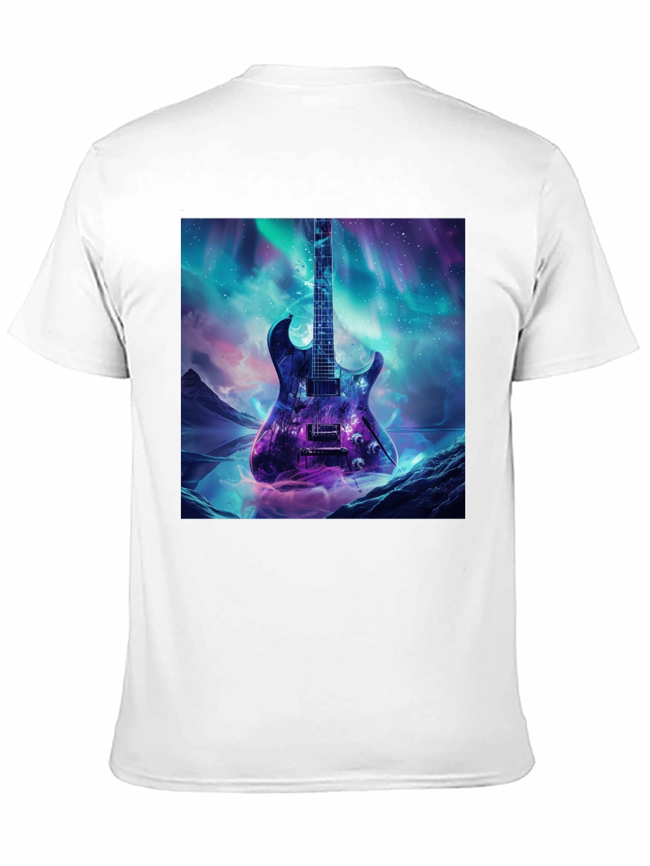 Black Guitar Galaxy Graphic Tee - Black Cotton T-Shirt view 11