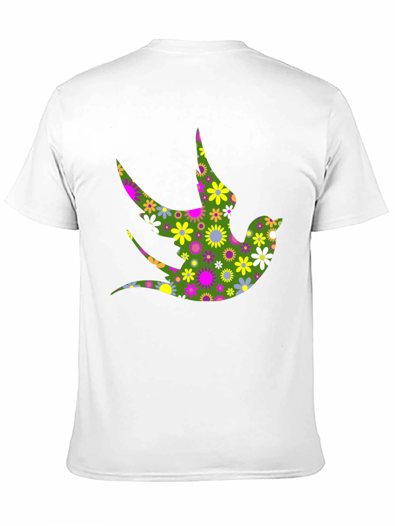 Black Floral Bird Print Black T-Shirt view 11