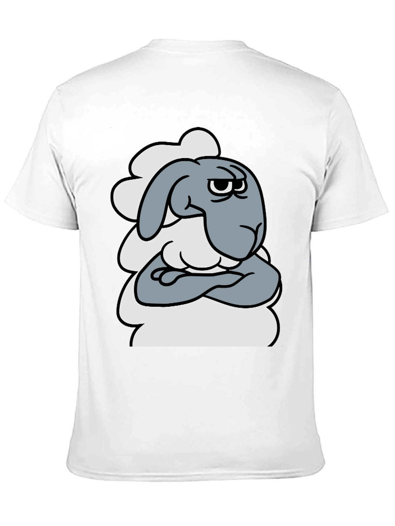 Black Grumpy Cartoon Sheep T-Shirt - Funny Animal Graphic Tee view 11