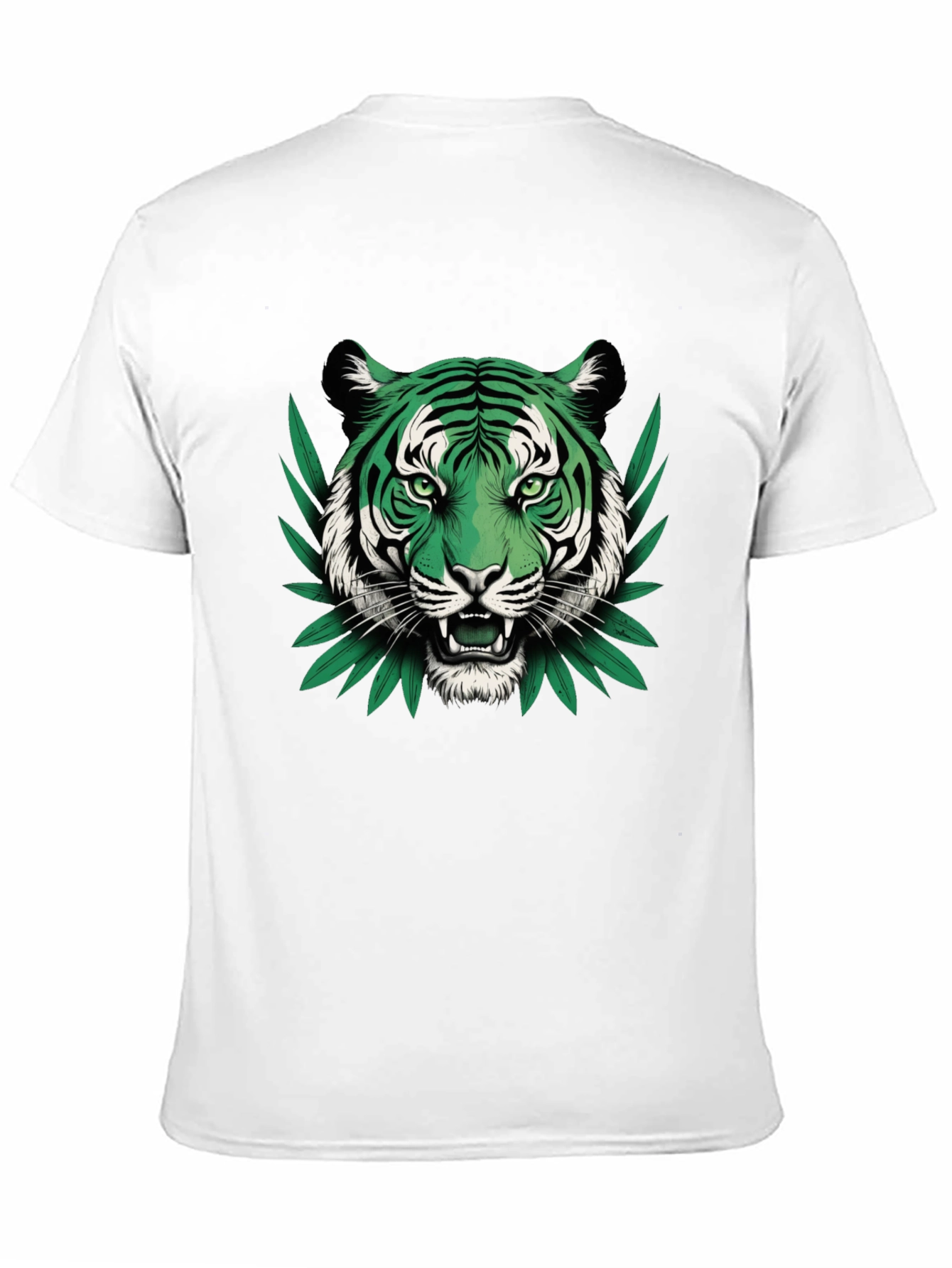 Black Green Tiger Graphic Black T-Shirt view 11