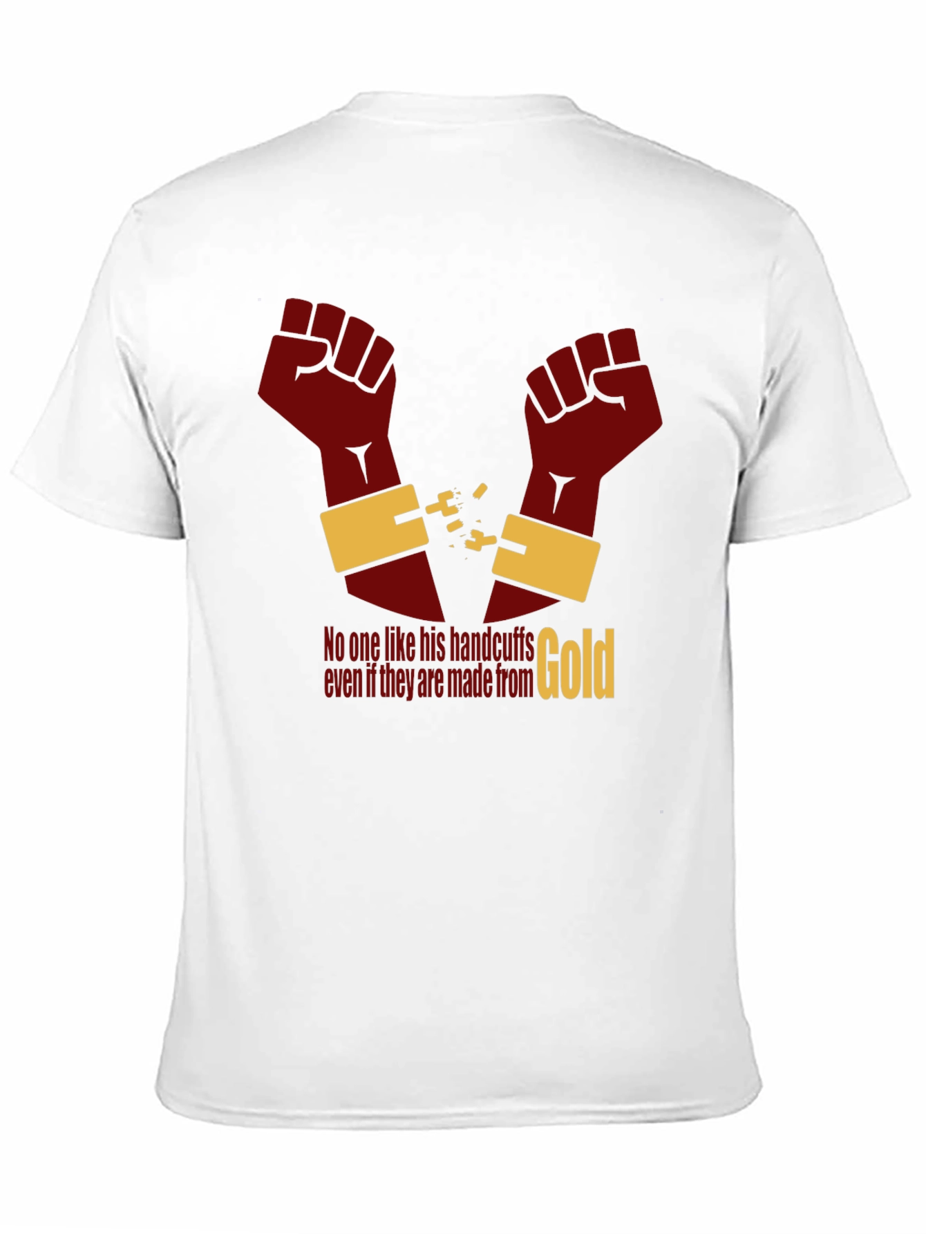 Black Freedom Gold Handcuff T-Shirt view 11