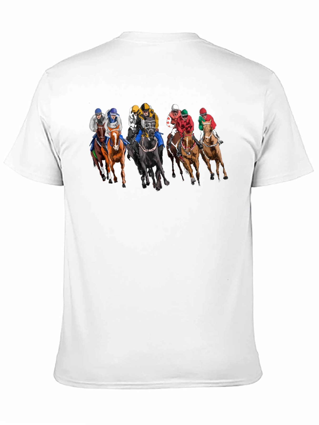 Black Horse Racing Tee - Black Cotton Graphic Print T-Shirt view 11