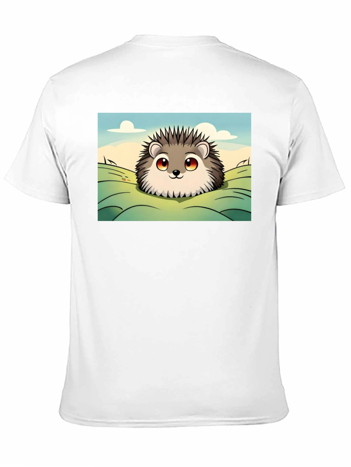 Black Cute Hedgehog Graphic Tee - Black Cotton T-Shirt view 11