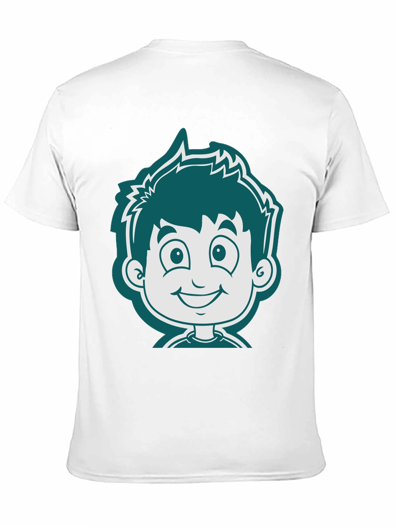 Black Cartoon Boy Graphic Tee - Black Cotton T-Shirt view 11