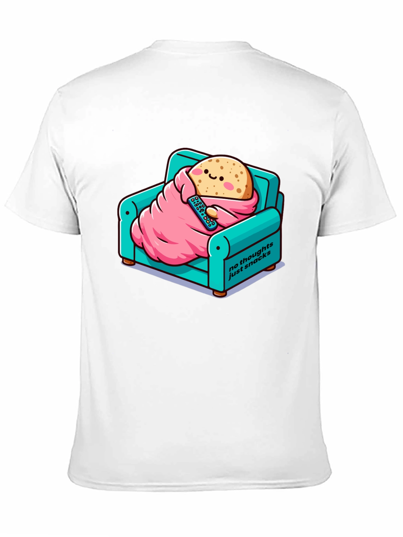 Black Snack Time T-Shirt: Cartoon Potato on Couch view 11