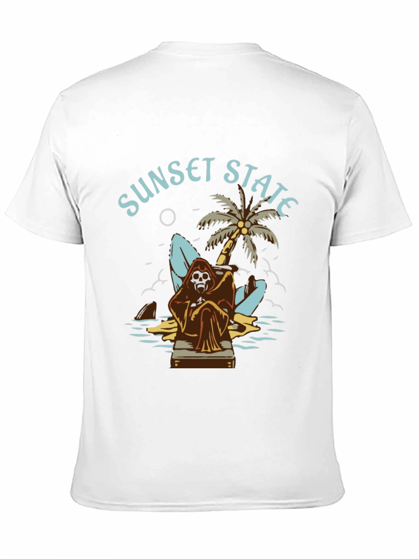 Black Sunset State Graphic Tee - Grim Reaper Beach Design view 11