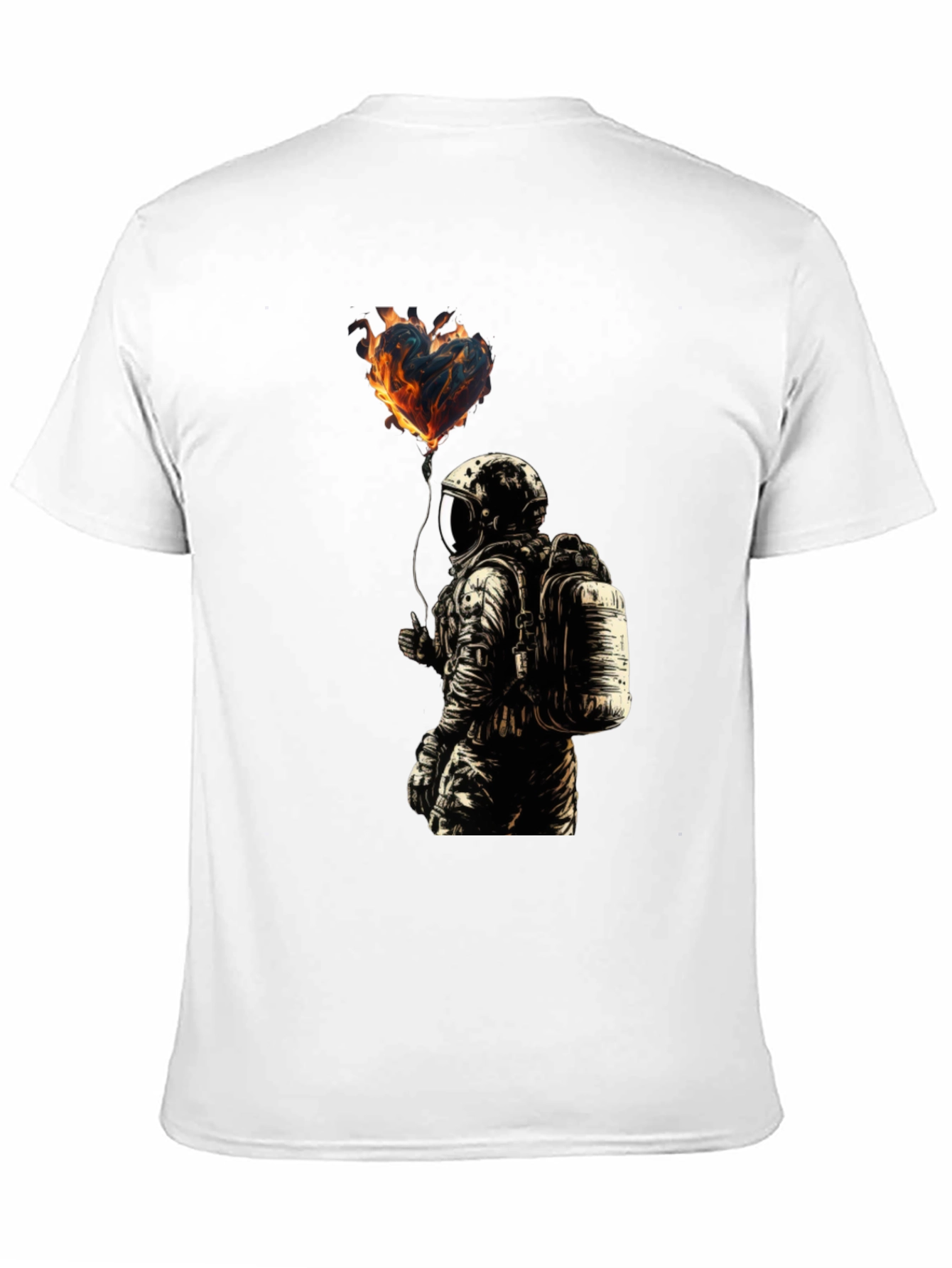 Black Flaming Heart Astronaut Graphic Tee - Black view 11