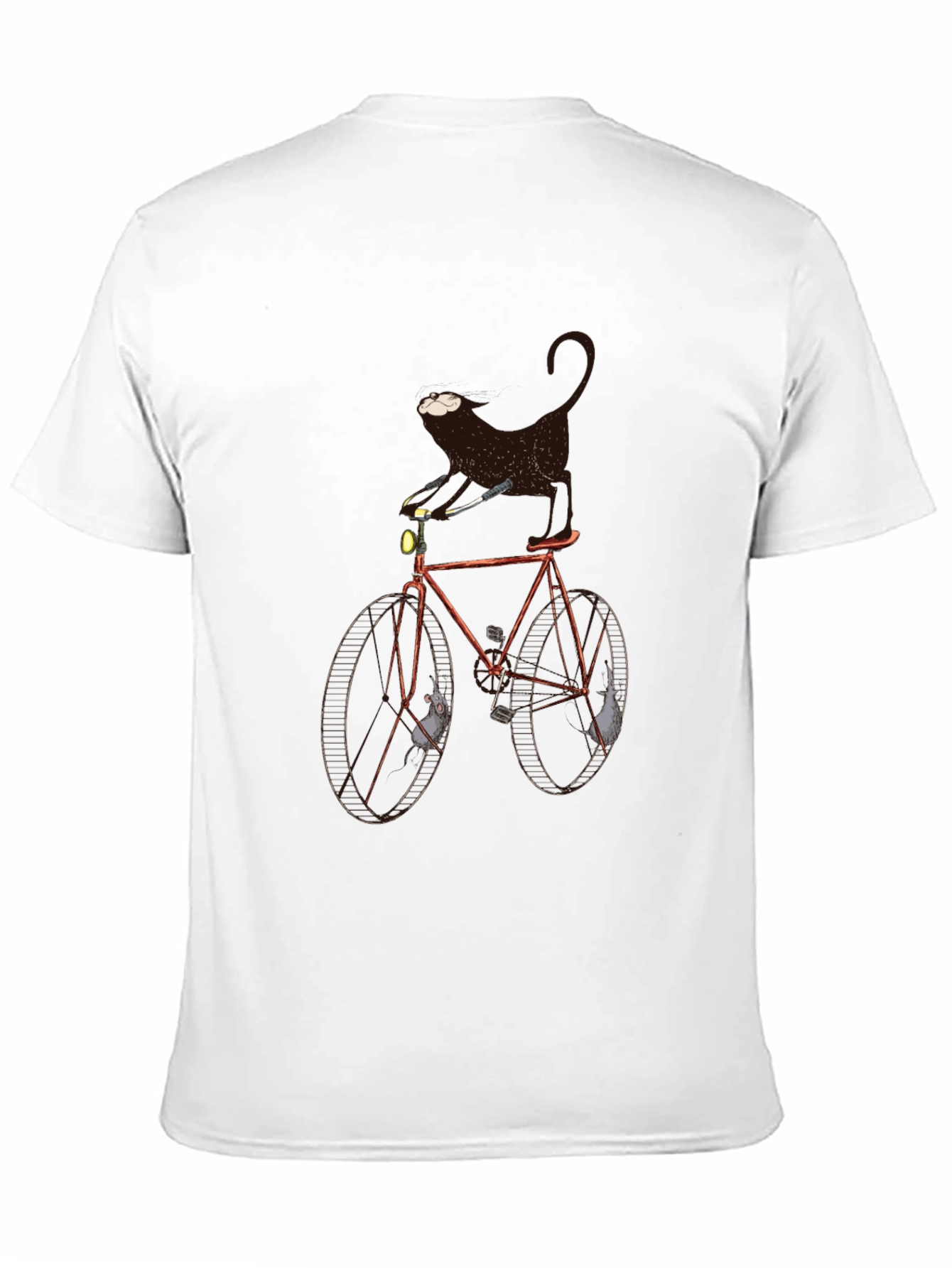 Black Cat on Bike Graphic Tee - Unique Novelty T-Shirt view 11