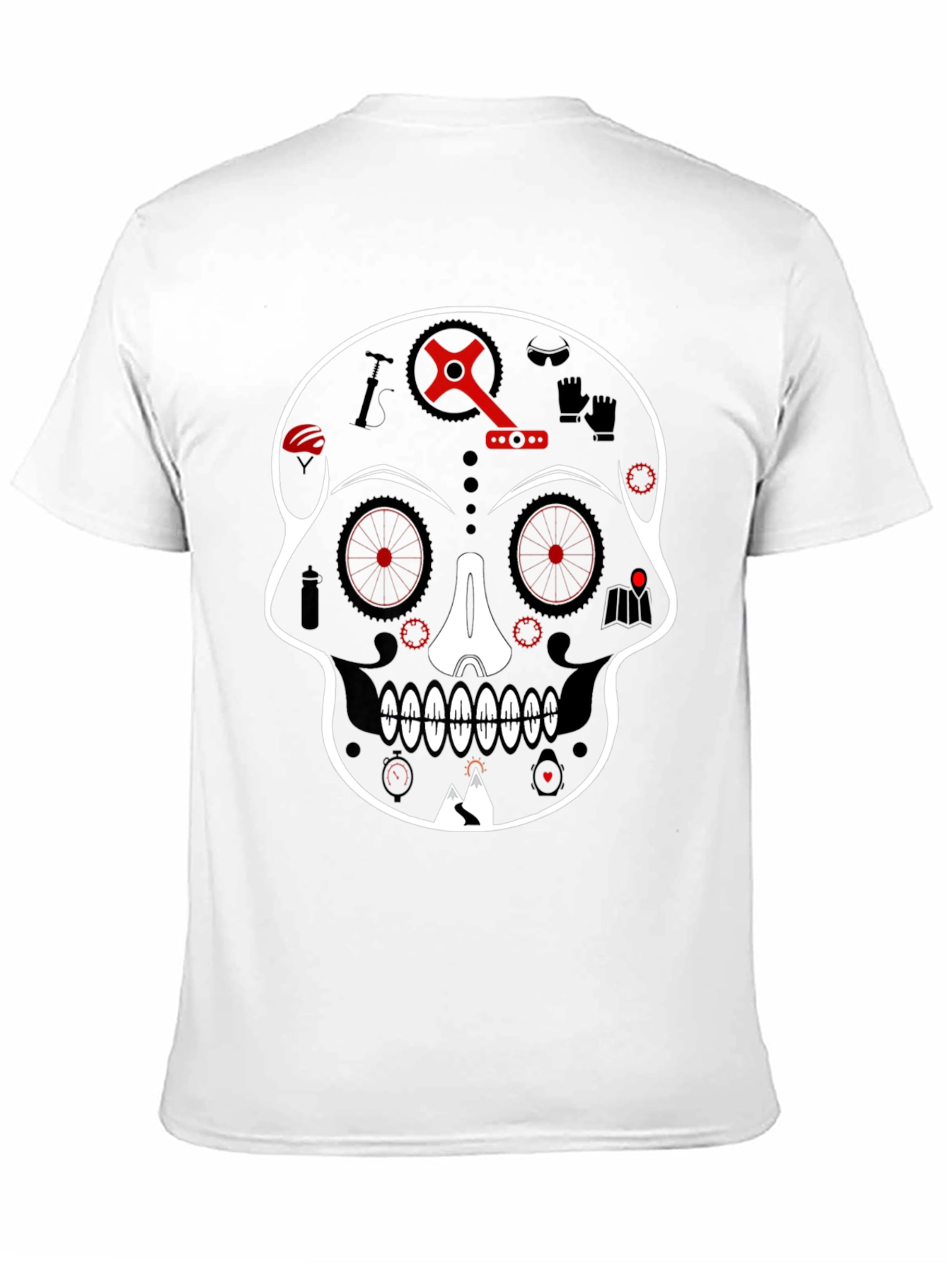 Black Skull Bicycle Graphic Tee - Cool Biker T-Shirt view 11