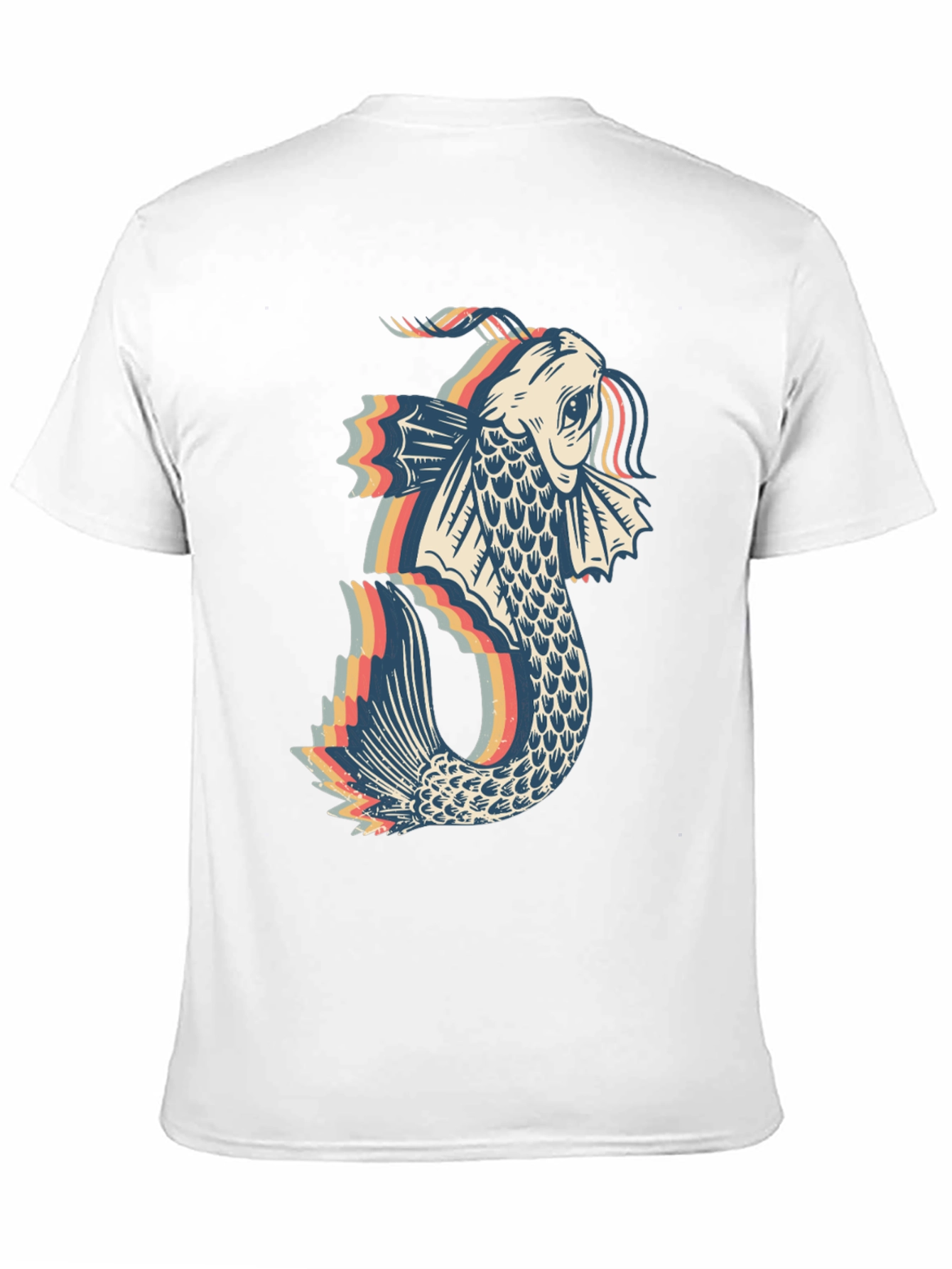 Black Retro Koi Fish Graphic Tee - Black Cotton Blend view 11