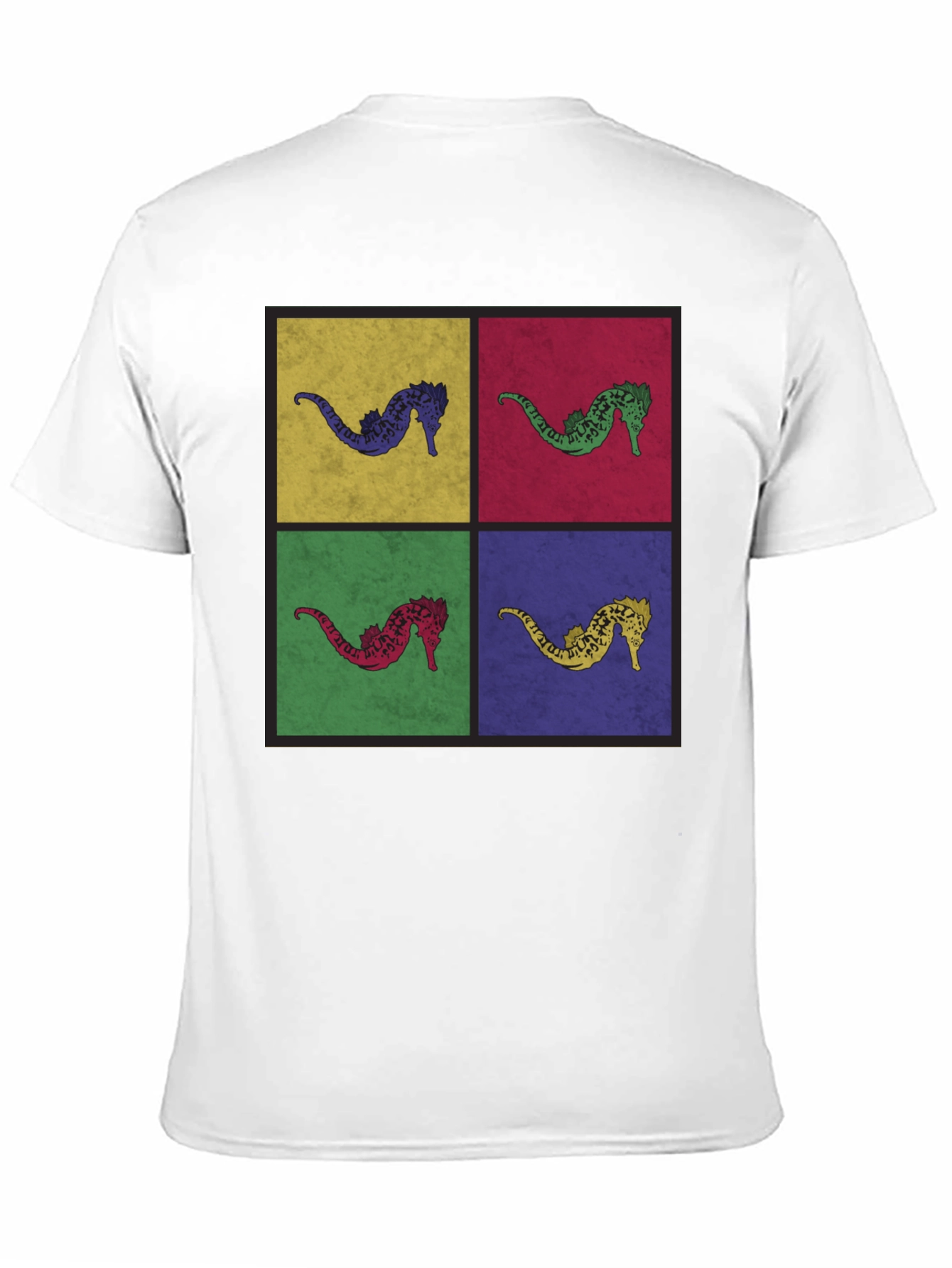 Black Pop Art Seahorse Graphic T-Shirt - Black view 11