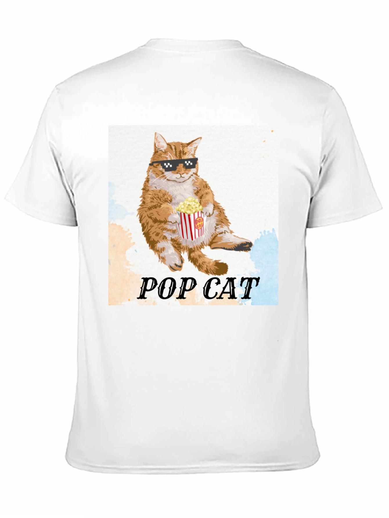 Black Pop Cat T-Shirt: Cool Cat with Popcorn view 11