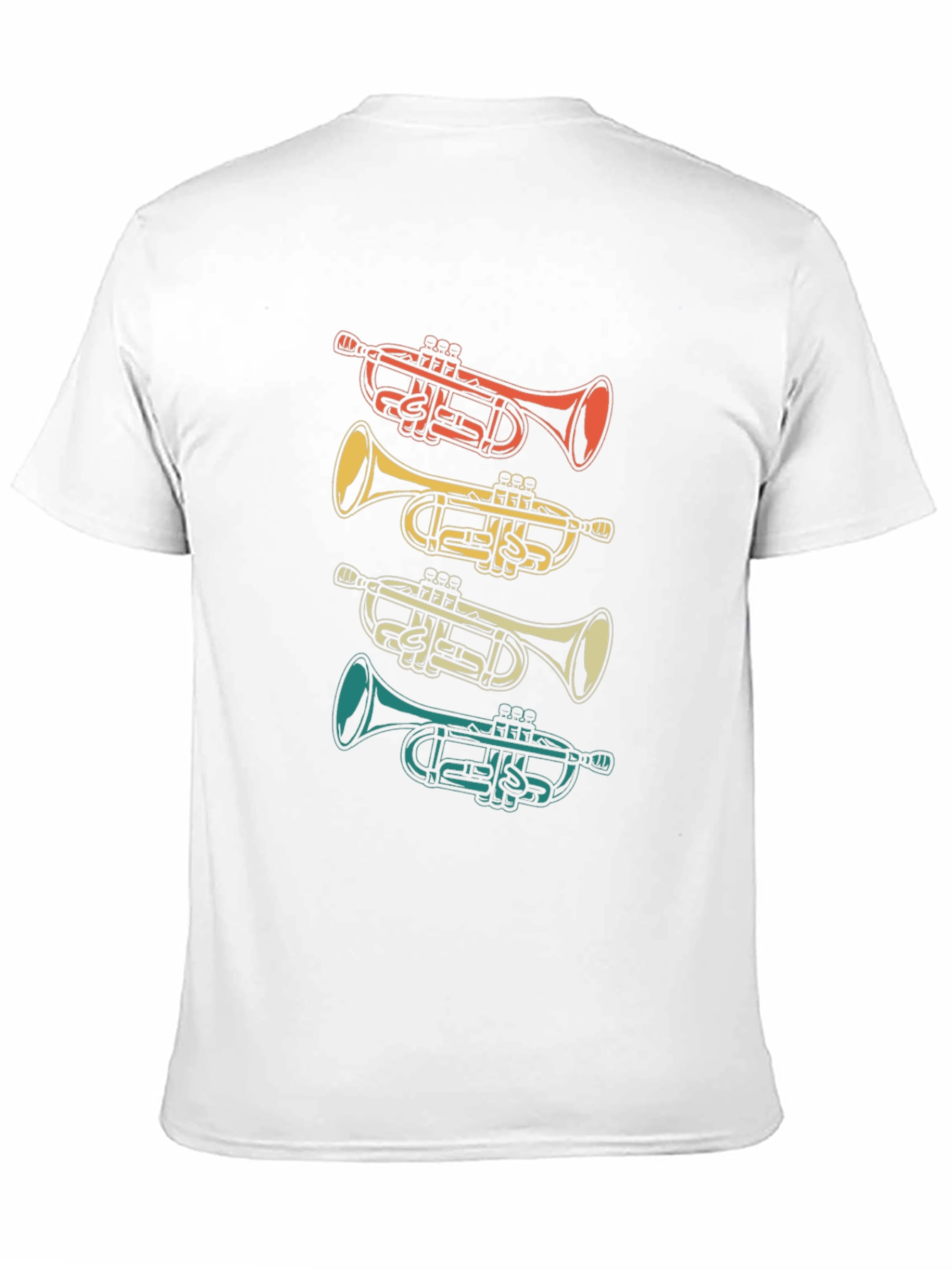 Black Retro Trumpet Graphic Tee - Black Cotton T-Shirt view 11