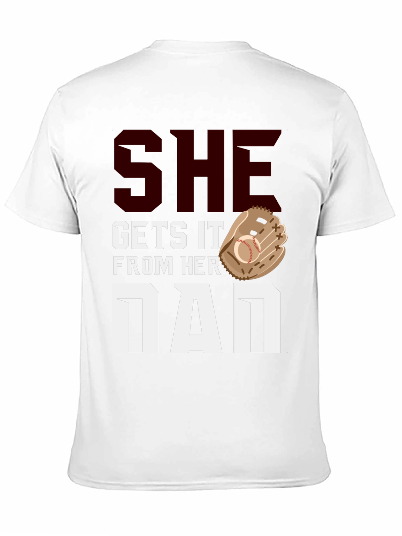 Black She Gets It From Her Dad Baseball T-Shirt view 11