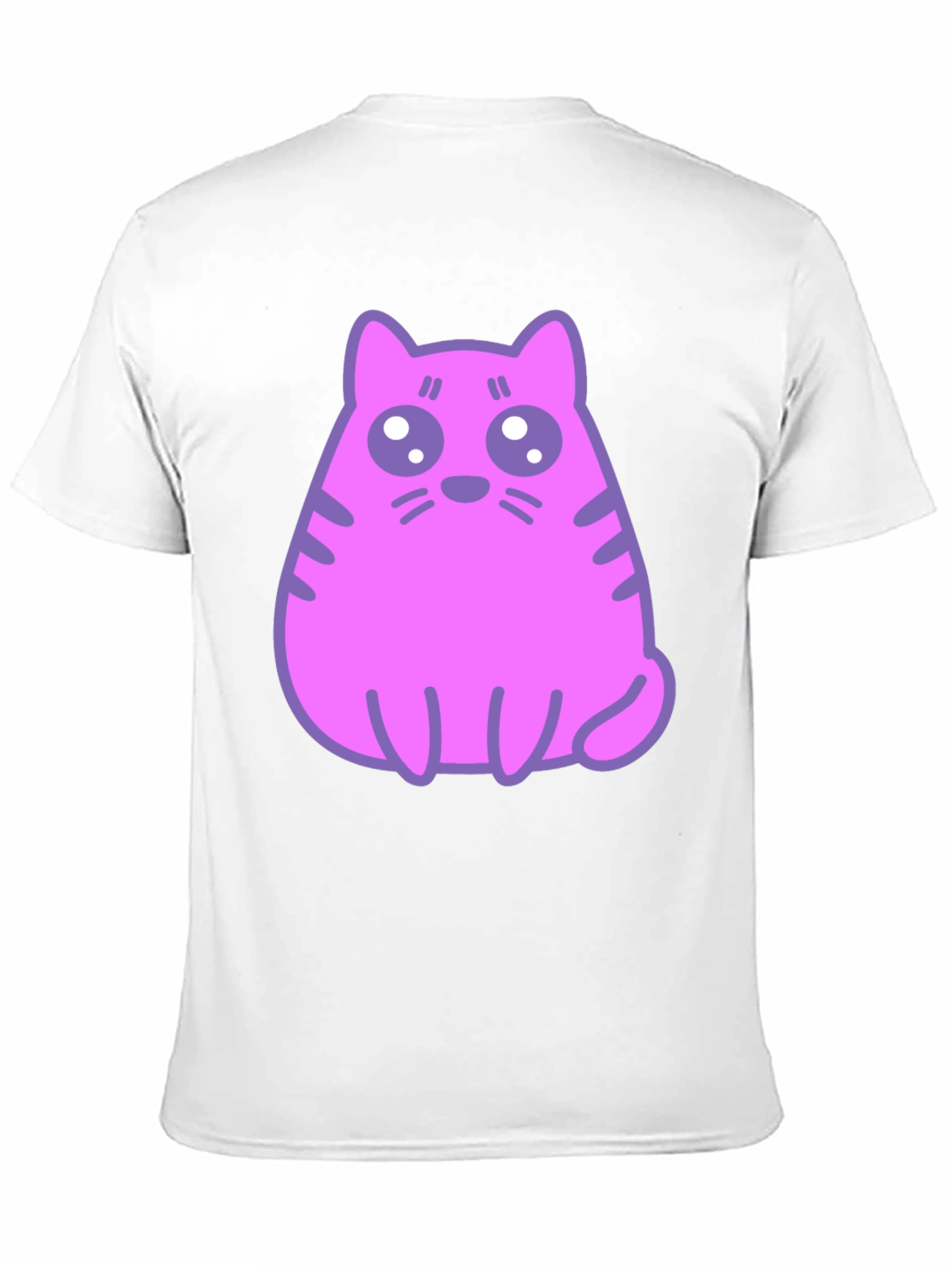 Black Cute Pink Cat Graphic T-Shirt - Black Cotton Blend Tee view 11
