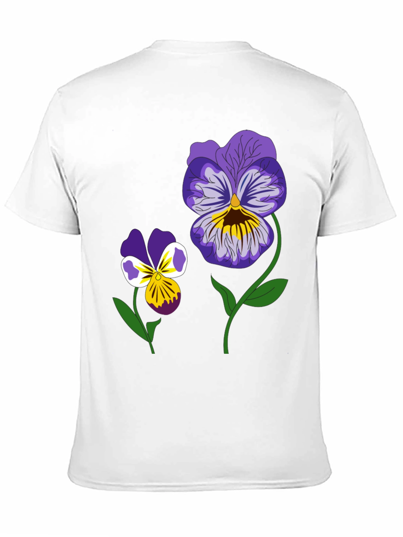 Black Floral Graphic T-Shirt - Pansy Design Black Tee view 11