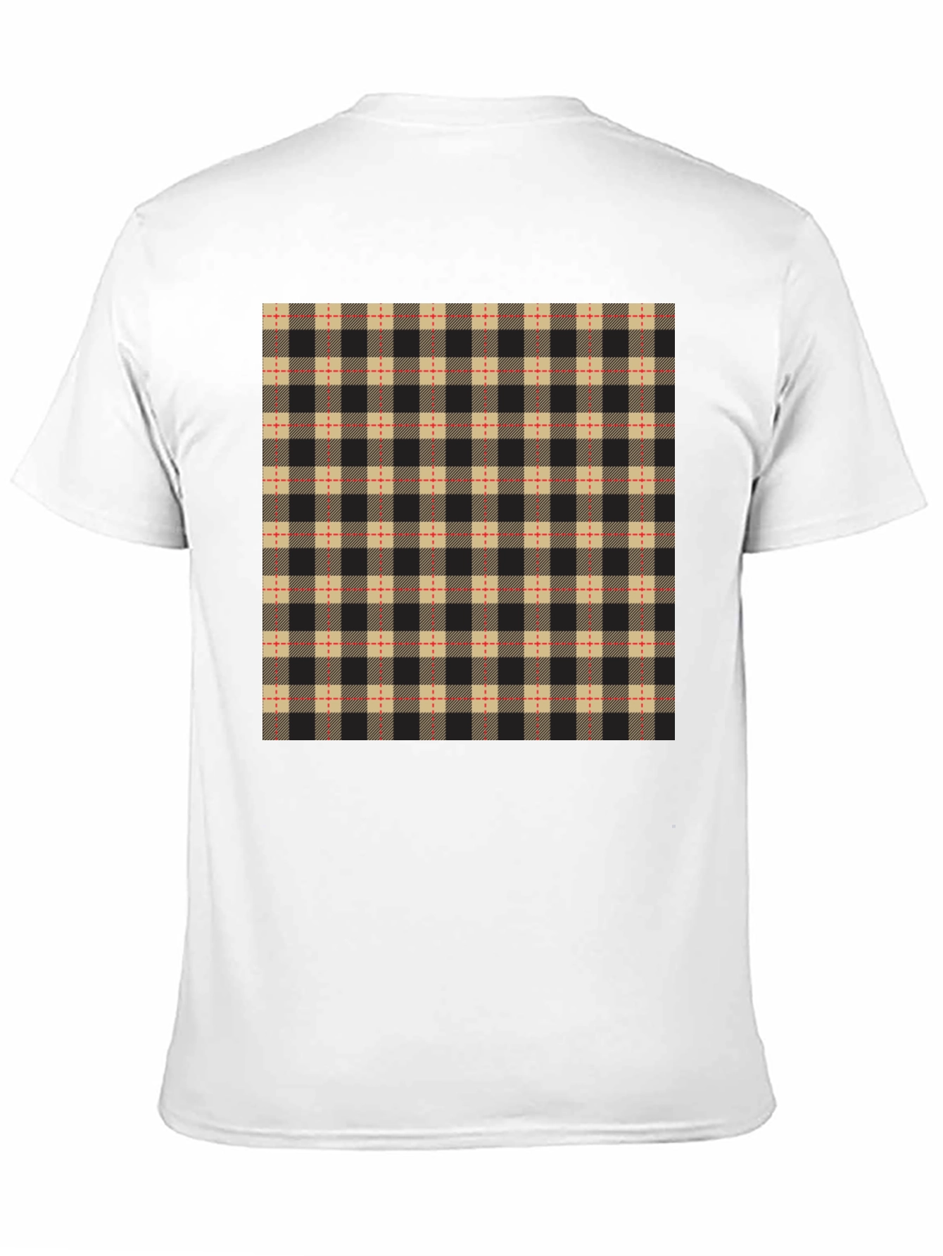 Black Plaid Pattern Black Casual T-Shirt view 11