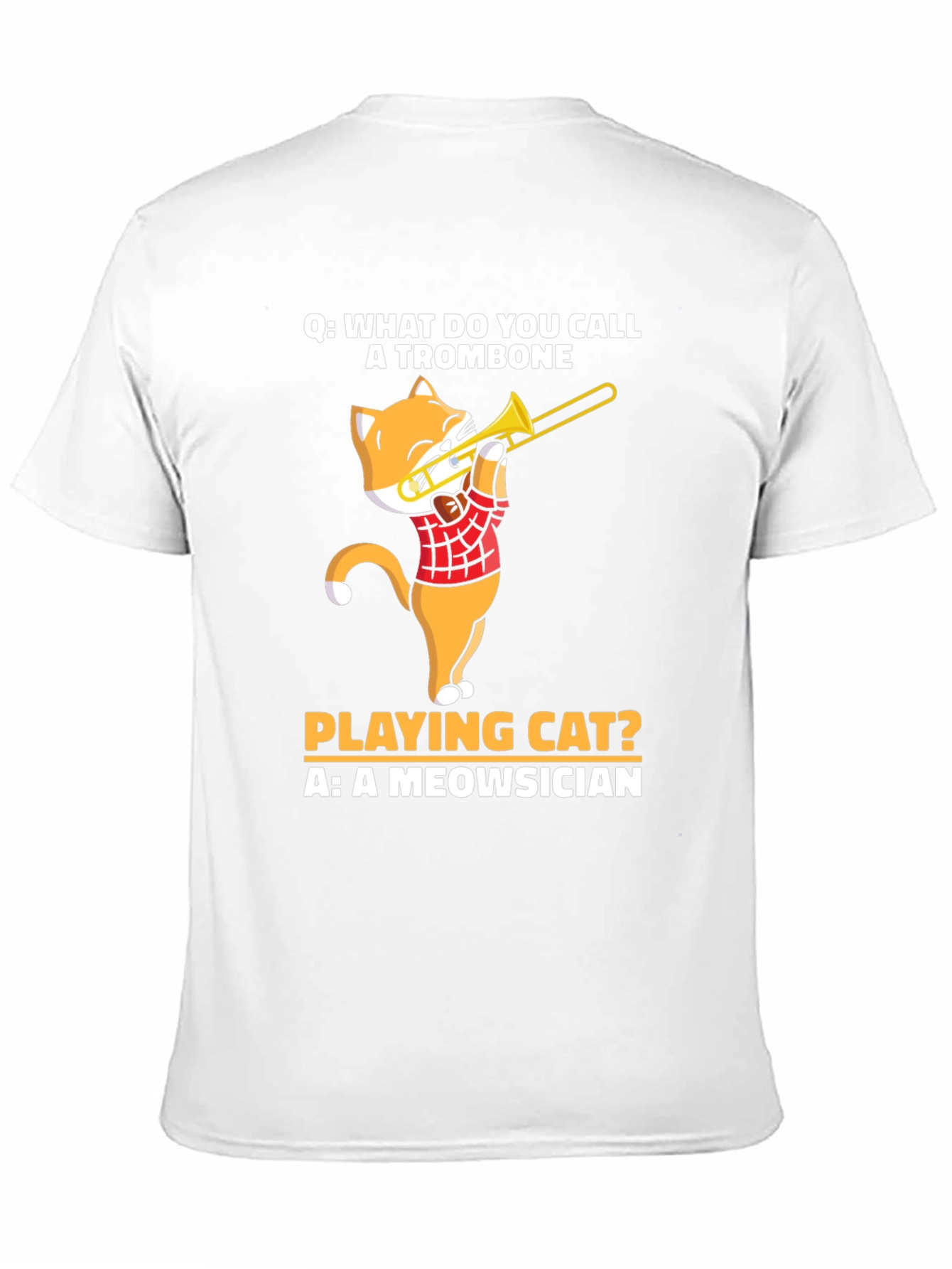 Black Meowsician Trombone Cat T-Shirt view 11