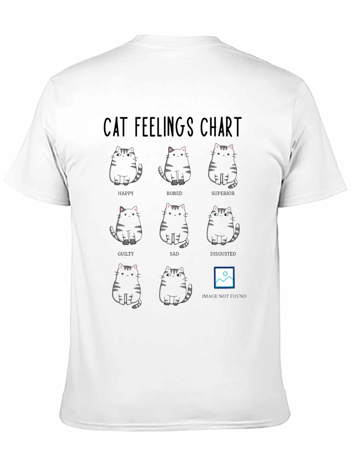 Black Cat Feelings Chart Black T-Shirt view 11