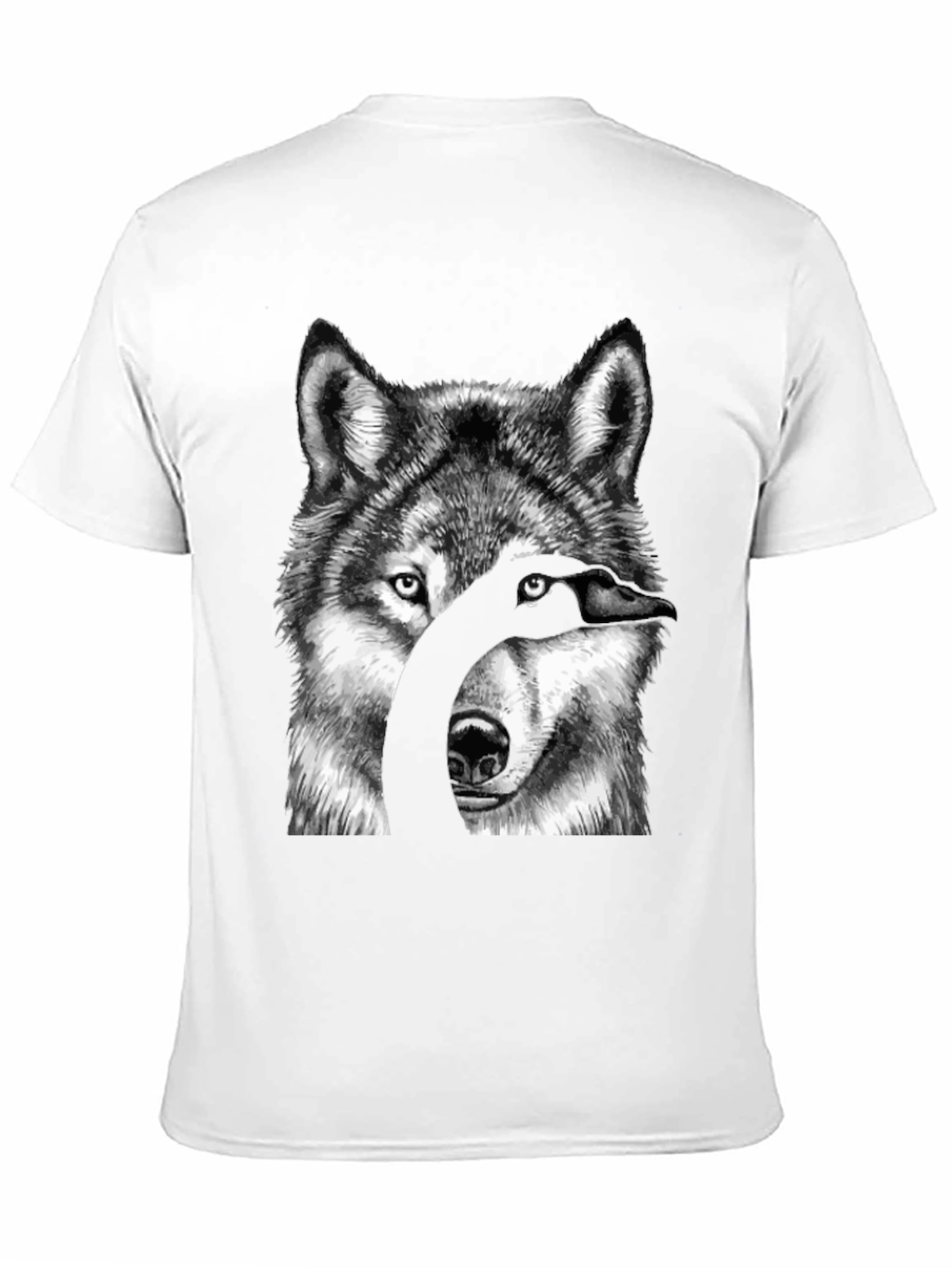 Black Wolf & Goose Graphic Print T-Shirt view 11