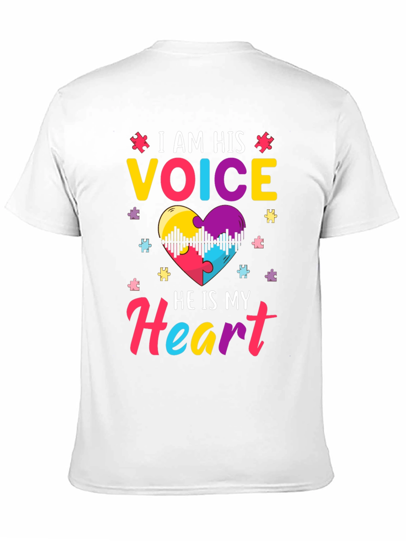 Black Autism Awareness T-Shirt: I am His Voice view 11