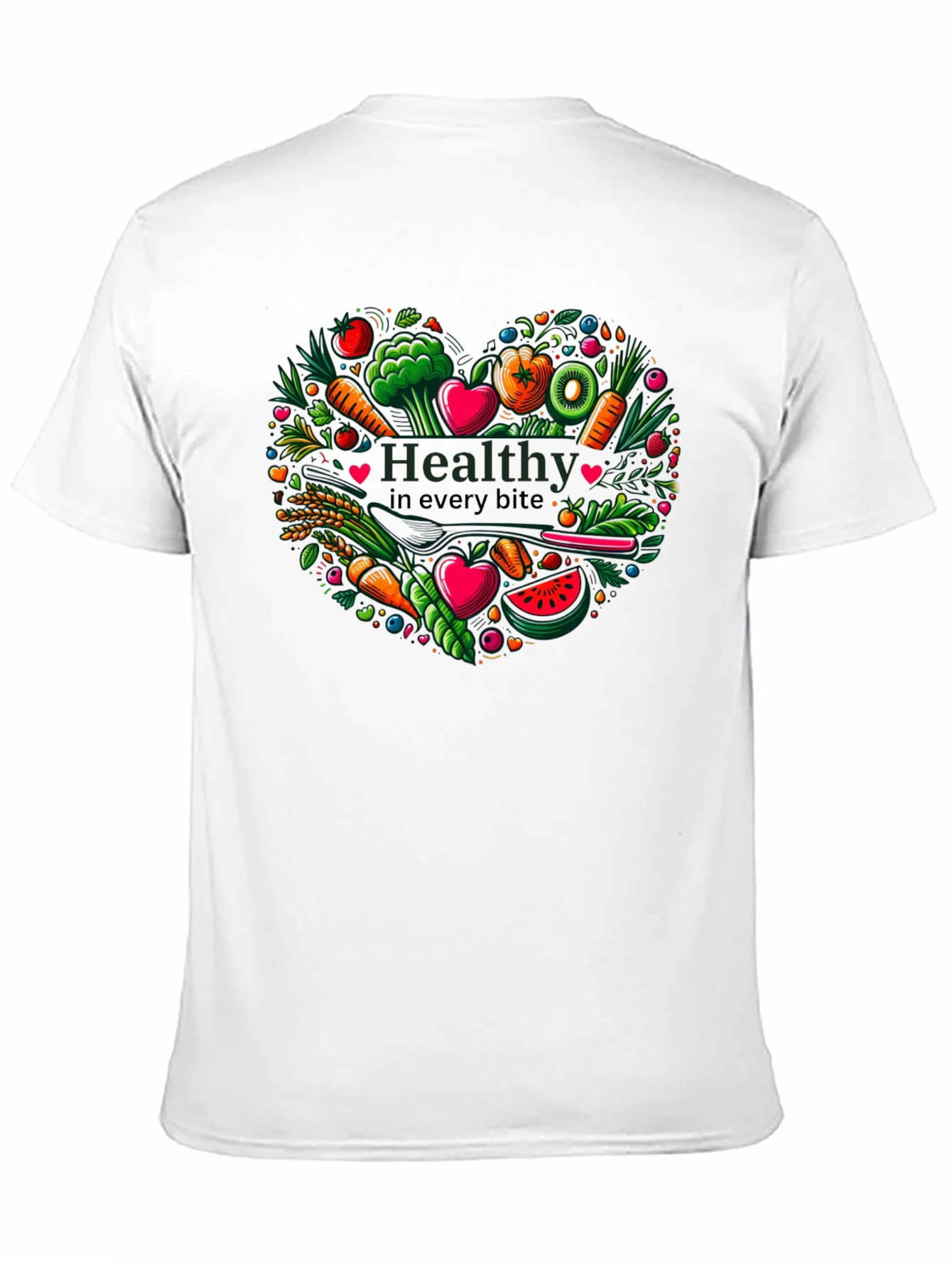 Black Healthy Bites Heart Graphic T-Shirt view 11