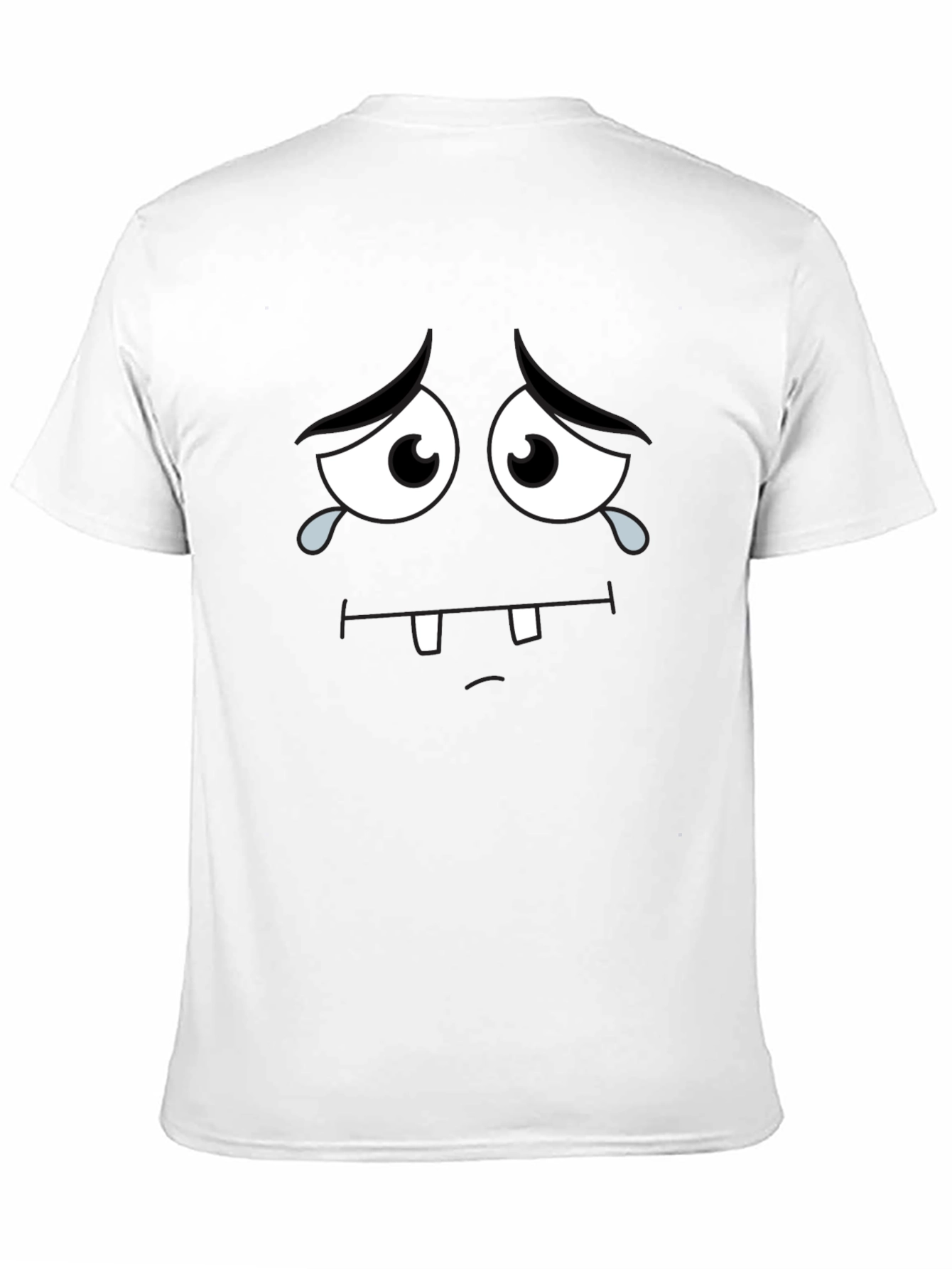 Black Sad Cartoon Face Black T-Shirt view 11