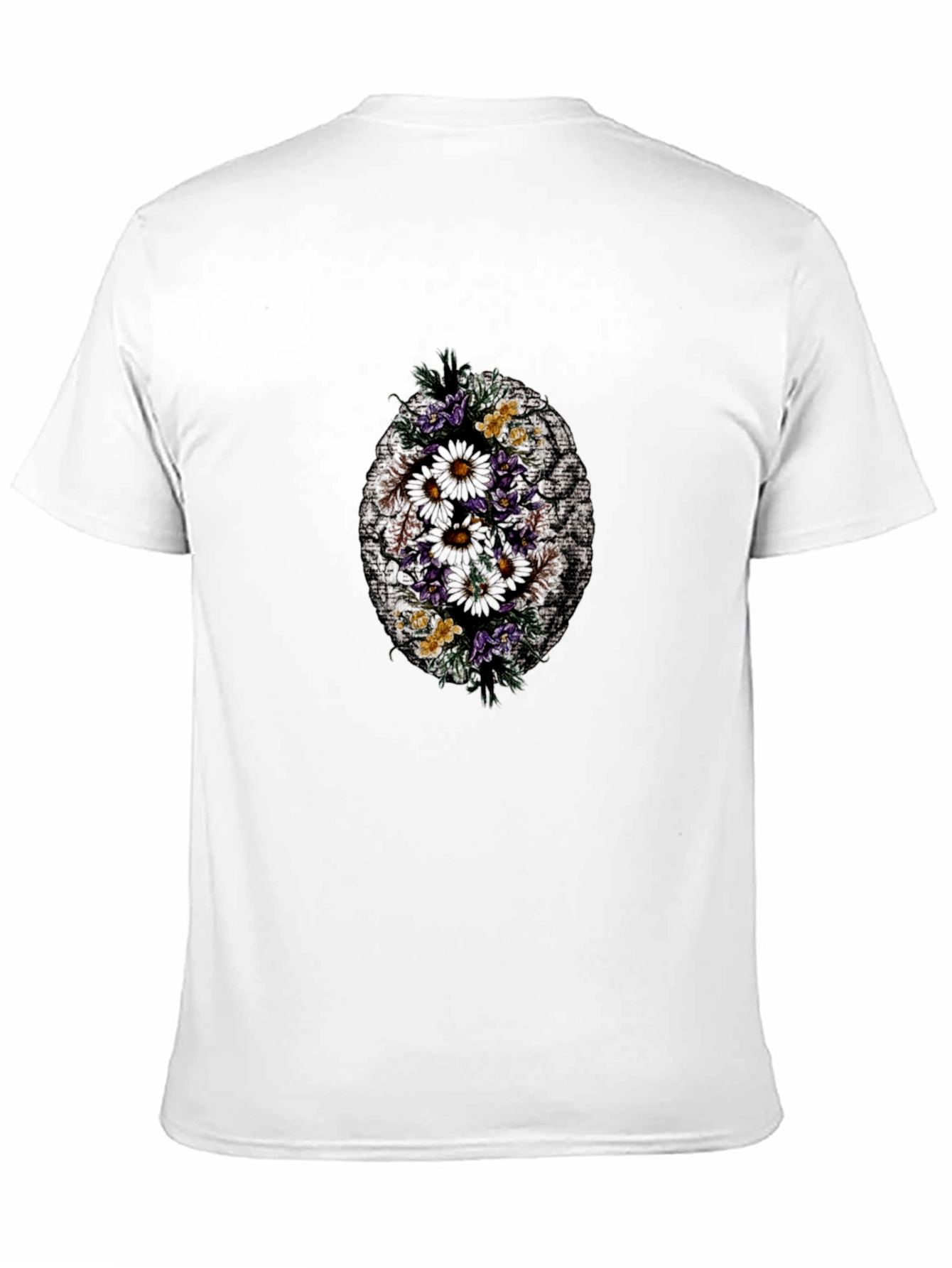 Black Floral Skull Print Black T-Shirt view 11