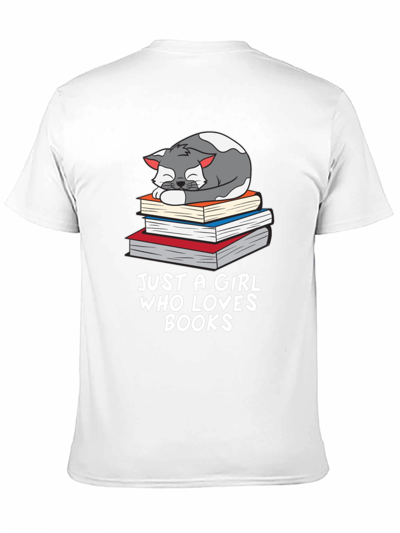Black Cat on Books T-Shirt - Just a Girl Who Loves Books view 11