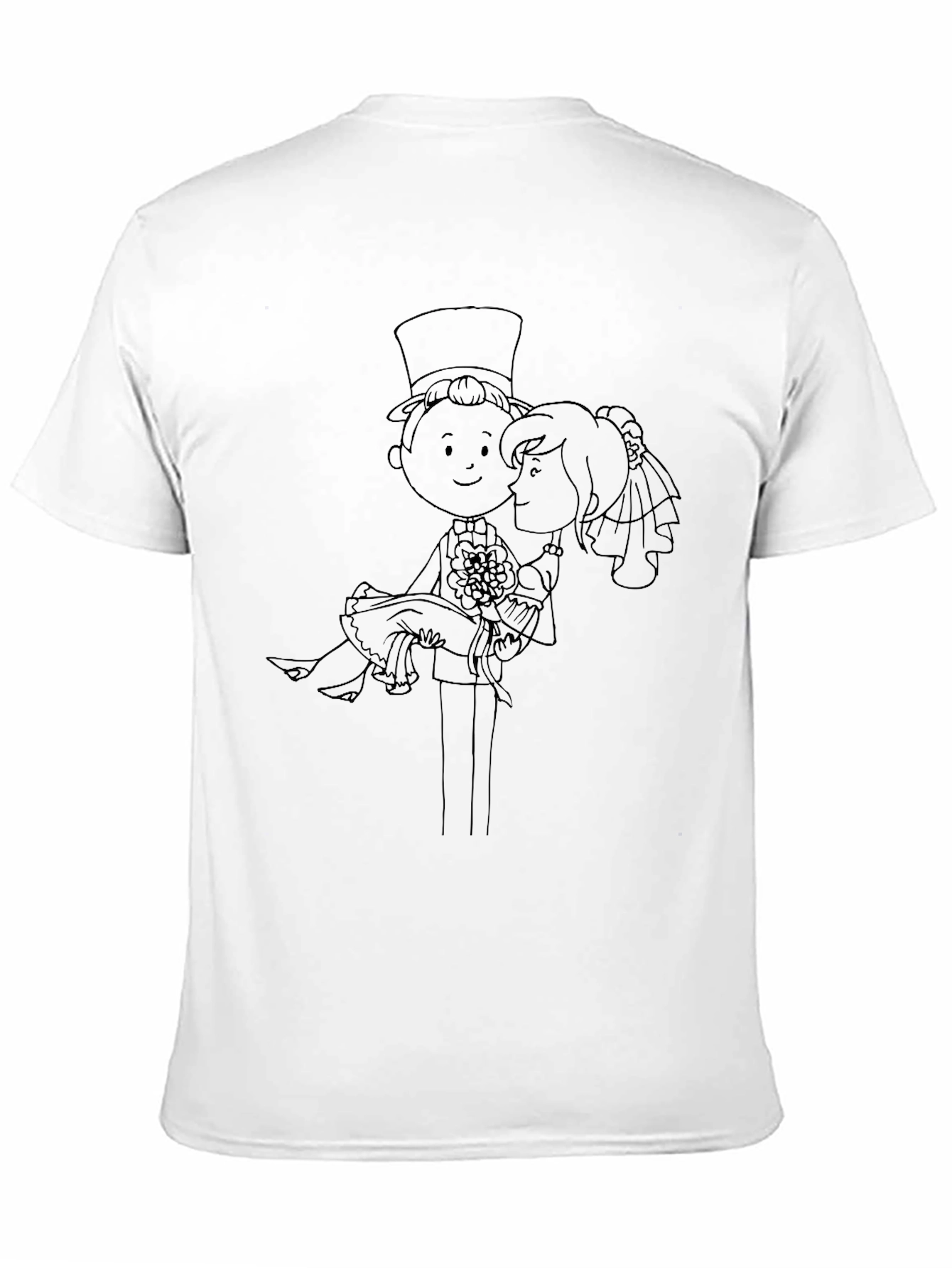 Black Cartoon Wedding Graphic Tee - Black Cotton Shirt view 11