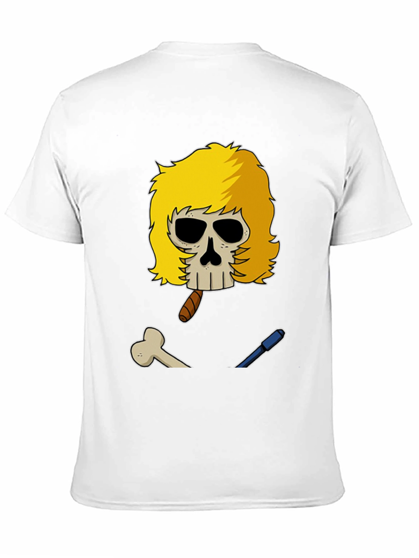 Black Skull with Blonde Wig T-Shirt view 11