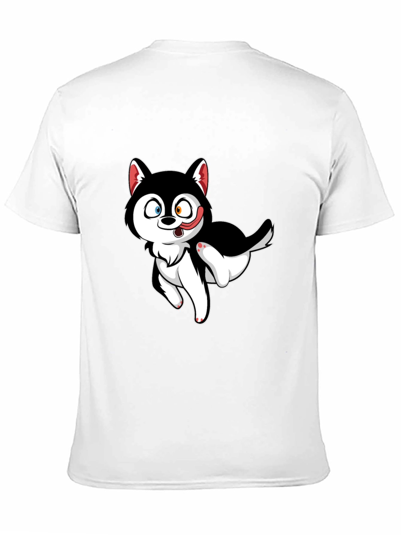 Black Cute Cartoon Husky Graphic T-Shirt - Black view 11