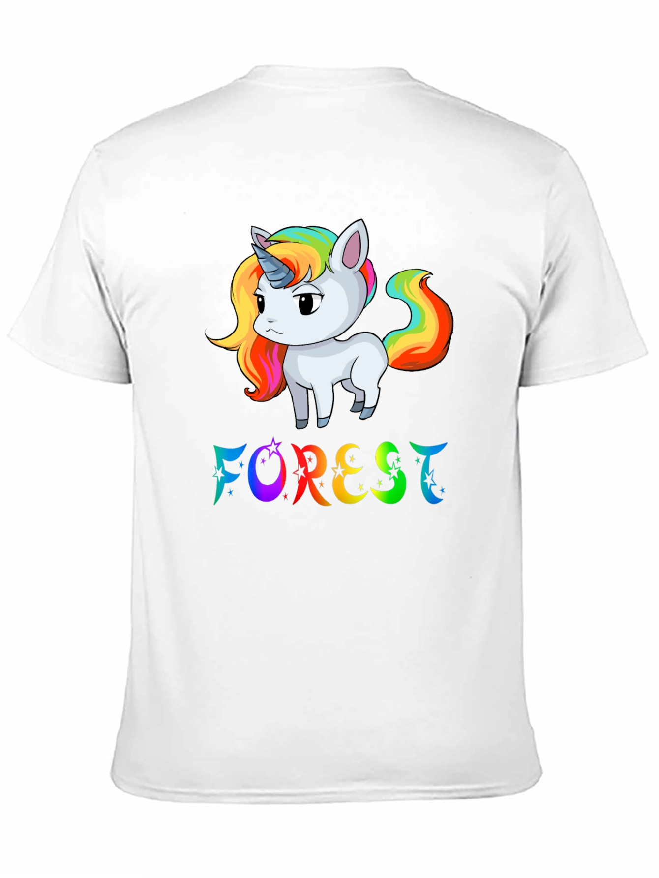 Black Rainbow Unicorn 'Forest' Graphic T-Shirt view 11