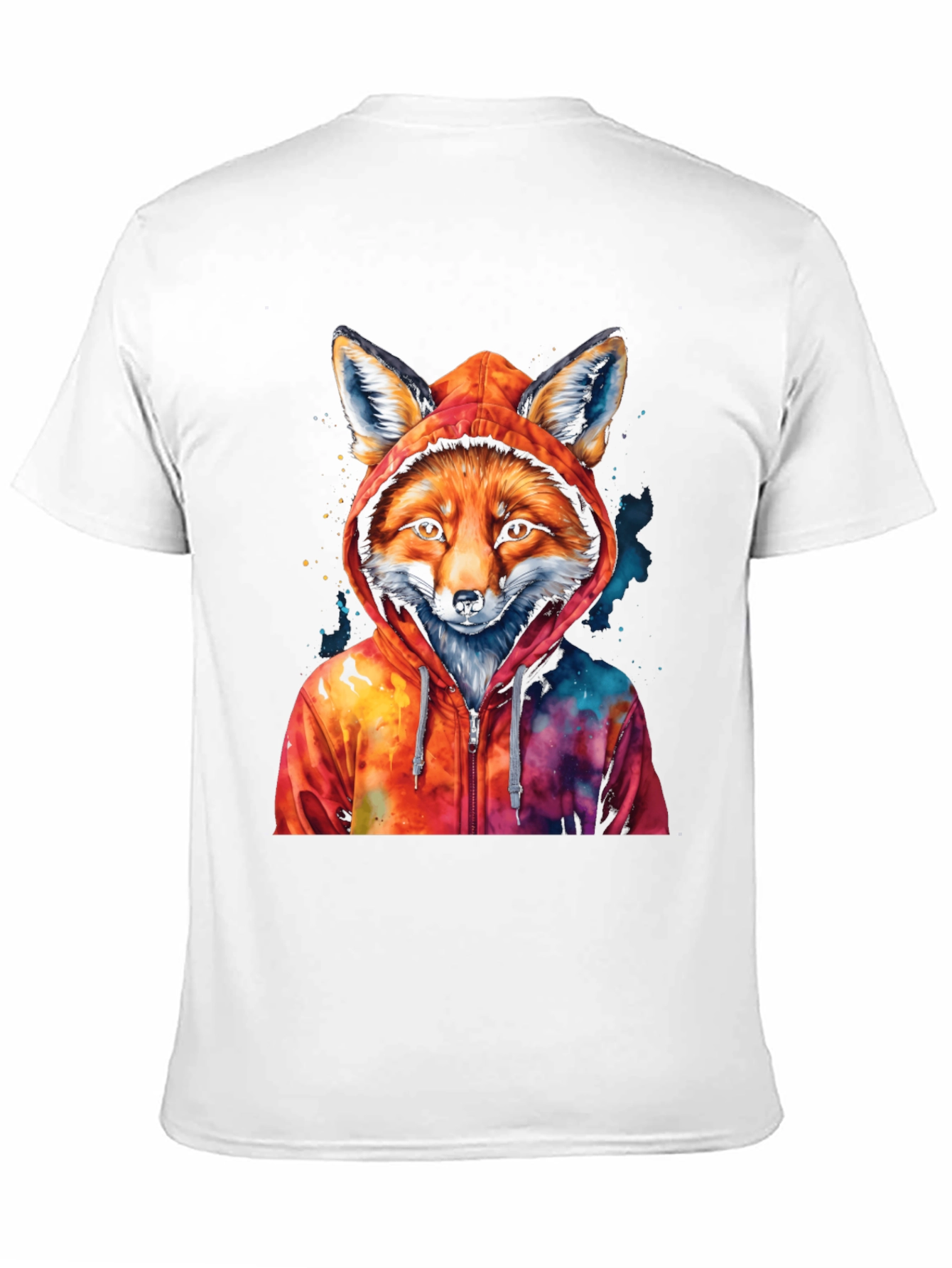Fox in Hoodie Graphic T-Shirt - Cool Animal Tee - 11