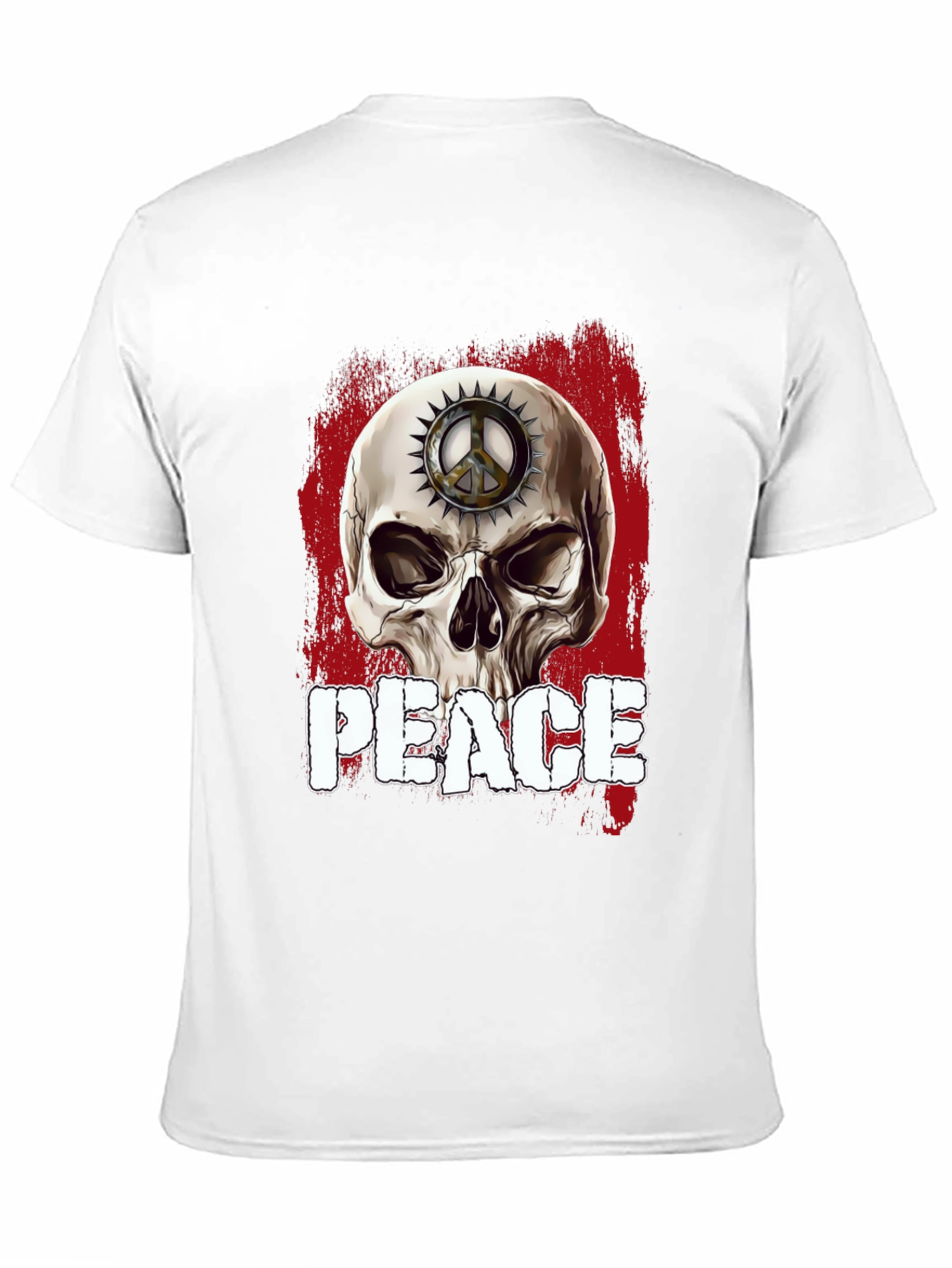Black Skull Peace Sign Graphic T-Shirt view 11